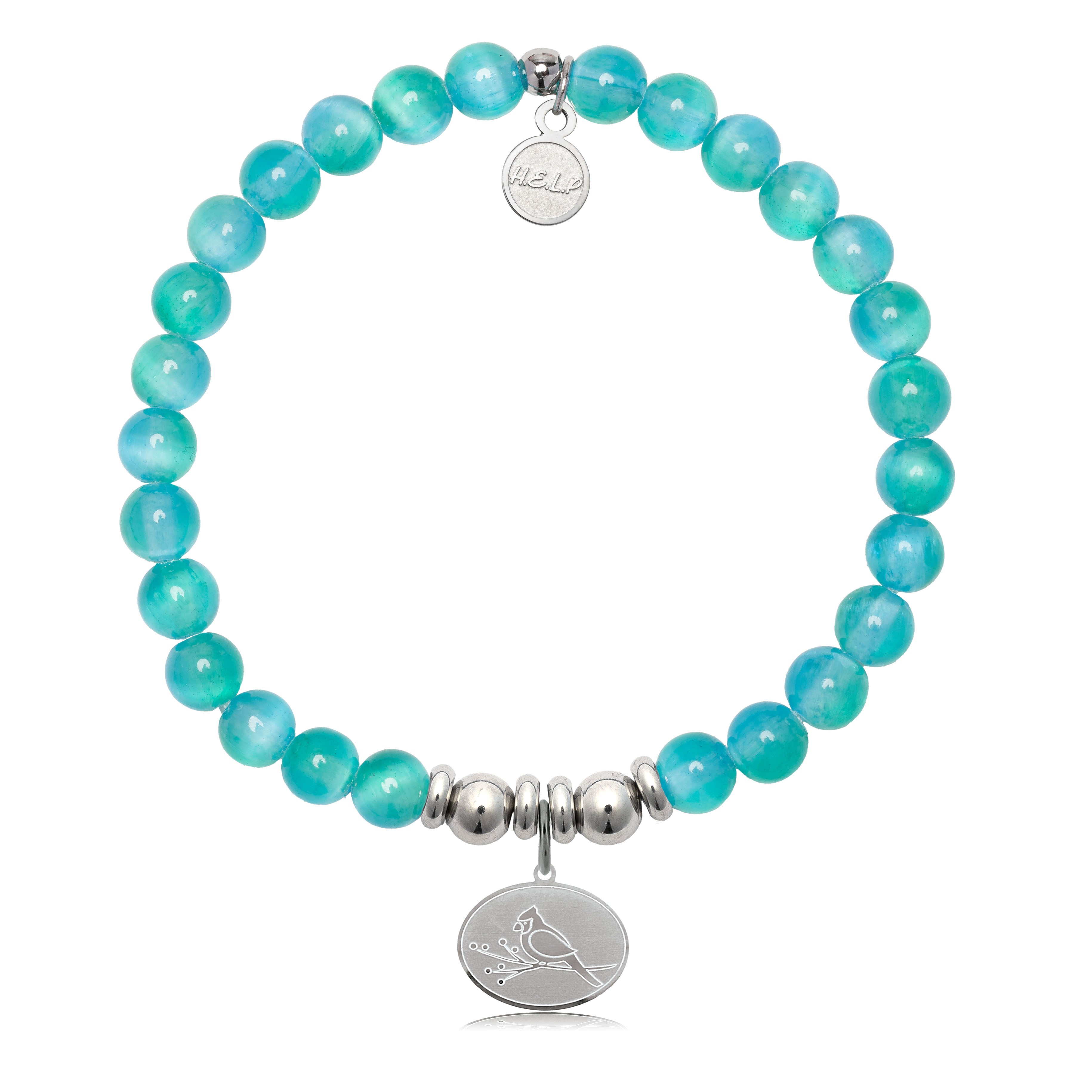 HELP by TJ Cardinal Charm with Teal Selenite Charity Bracelet