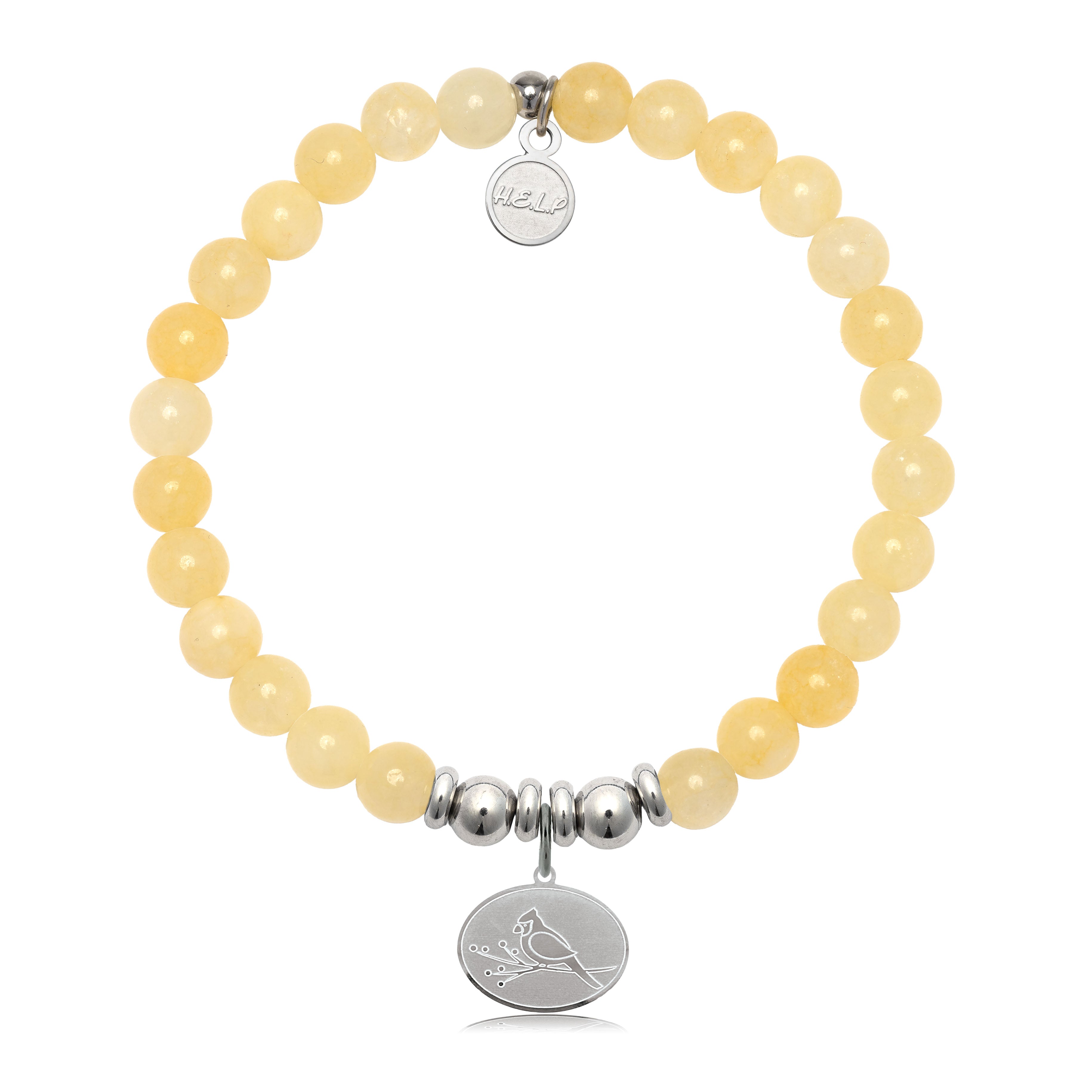 HELP by TJ Cardinal Charm with Yellow Jade Charity Bracelet
