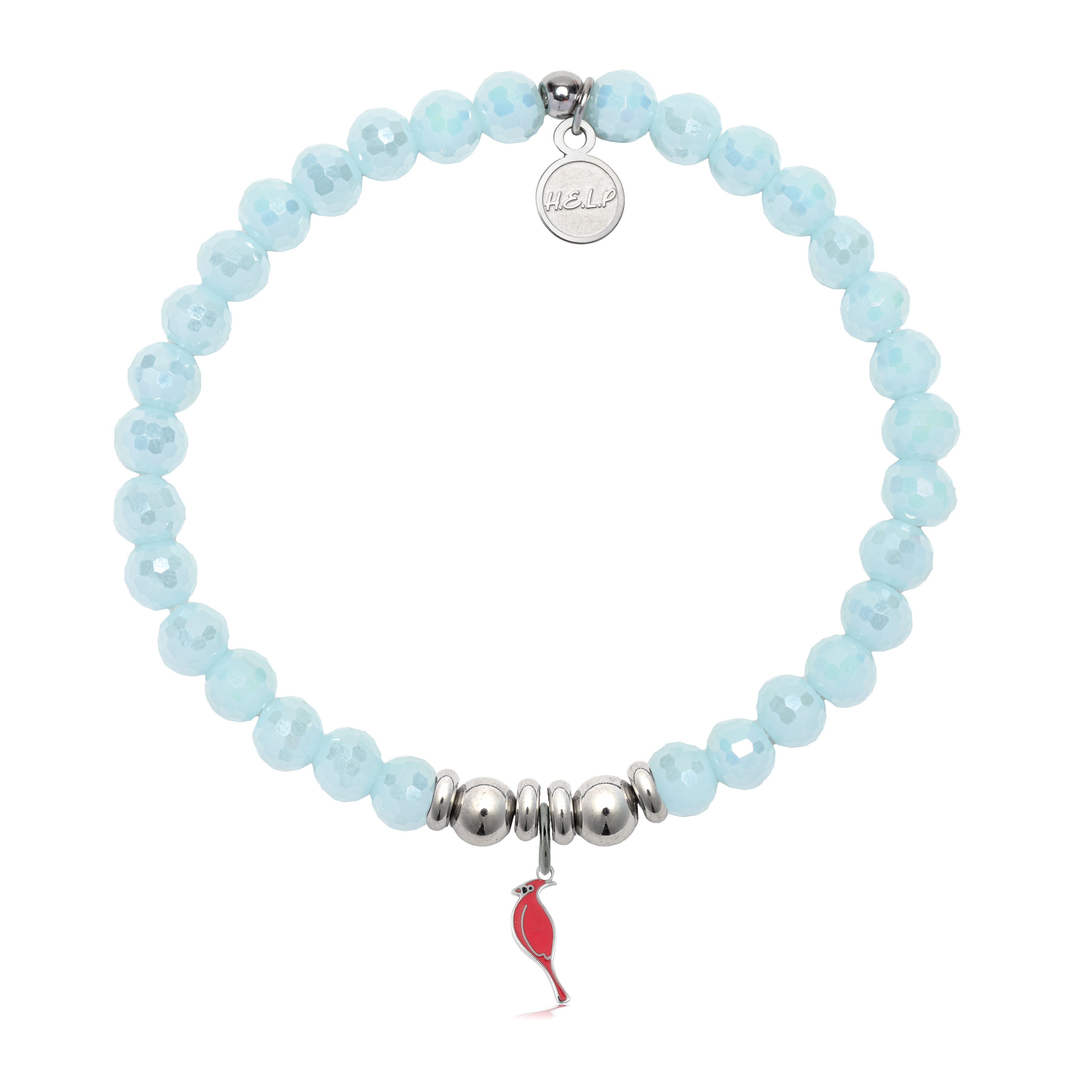 HELP by TJ Cardinal Enamel Charm with Aqua Crystal Charity Bracelet