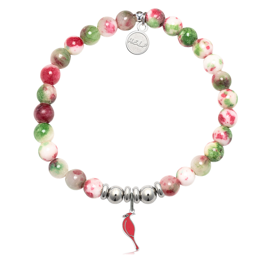 HELP by TJ Cardinal Enamel Charm with Holiday Jade Charity Bracelet