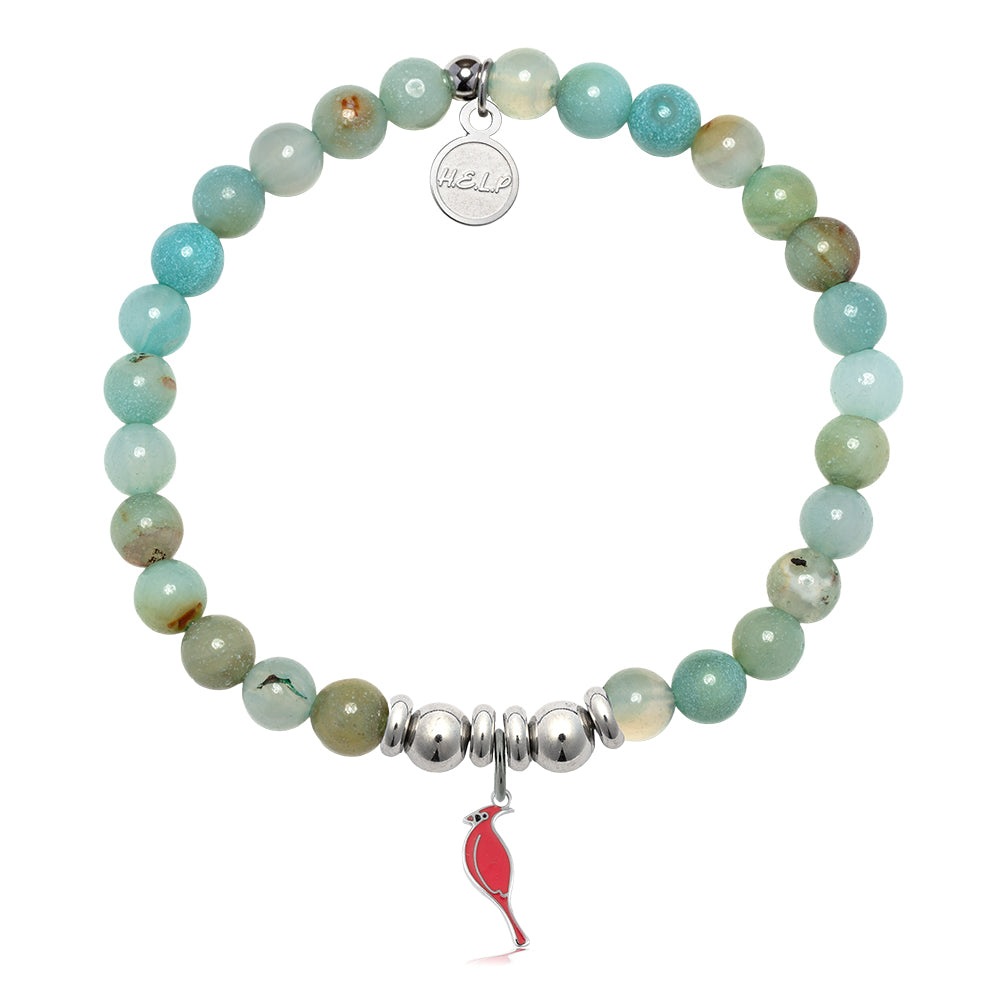 HELP by TJ Cardinal Enamel Charm with Multi Amazonite Charity Bracelet