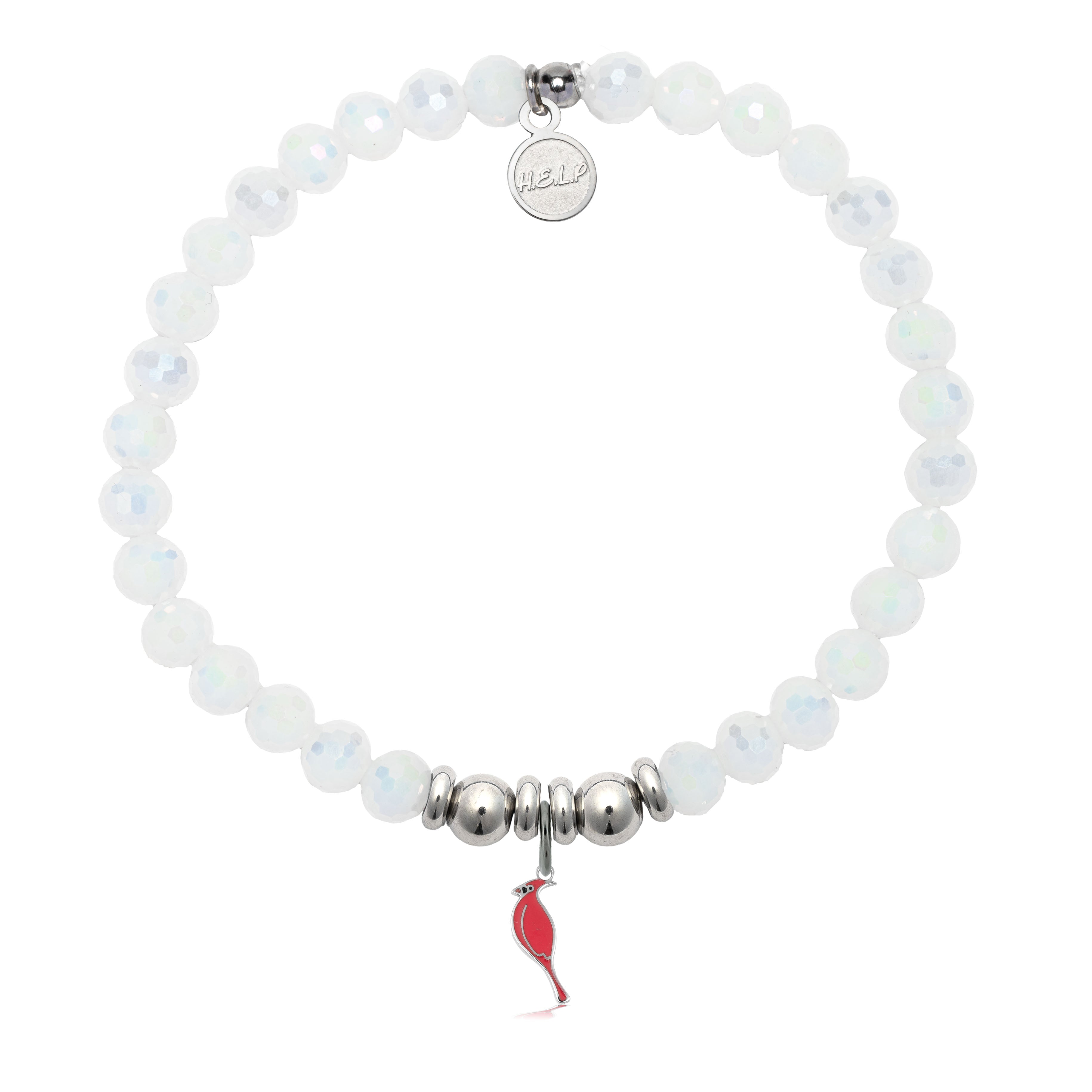 HELP by TJ Cardinal Enamel Charm with White Crystal Charity Bracelet