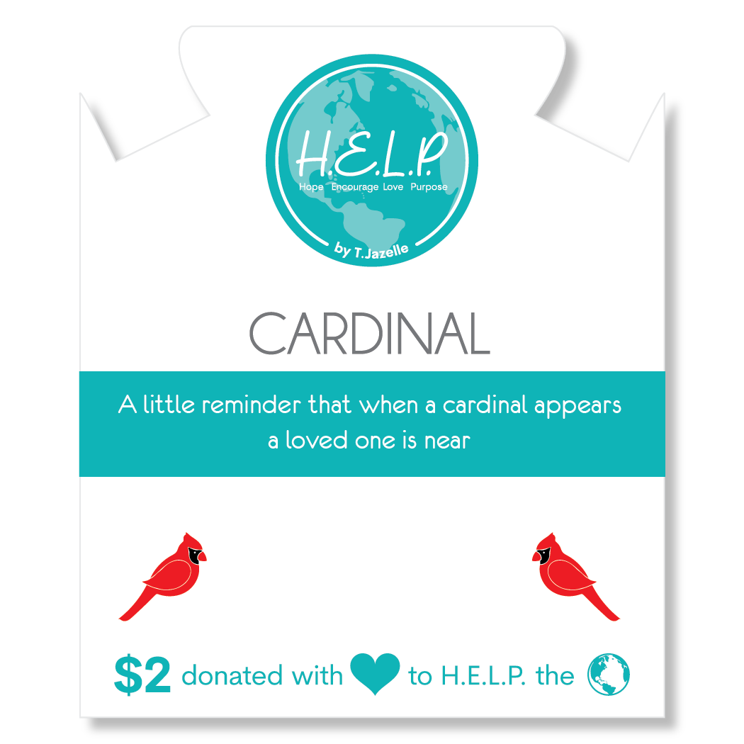 HELP by TJ Cardinal Enamel Charm with Zebra Jade Charity Bracelet