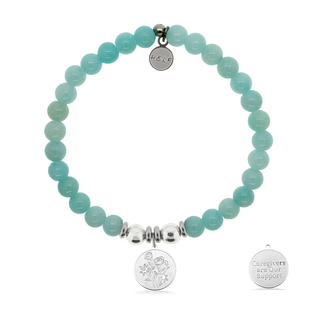 HELP by TJ Caregiver Charm with Baby Blue Quartz Charity Bracelet