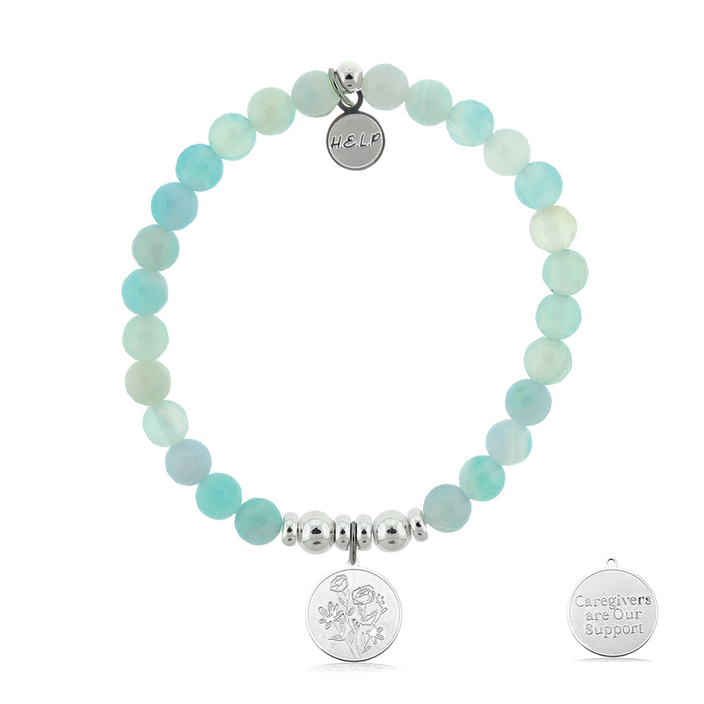 HELP by TJ Caregiver Charm with Light Blue Agate Charity Bracelet