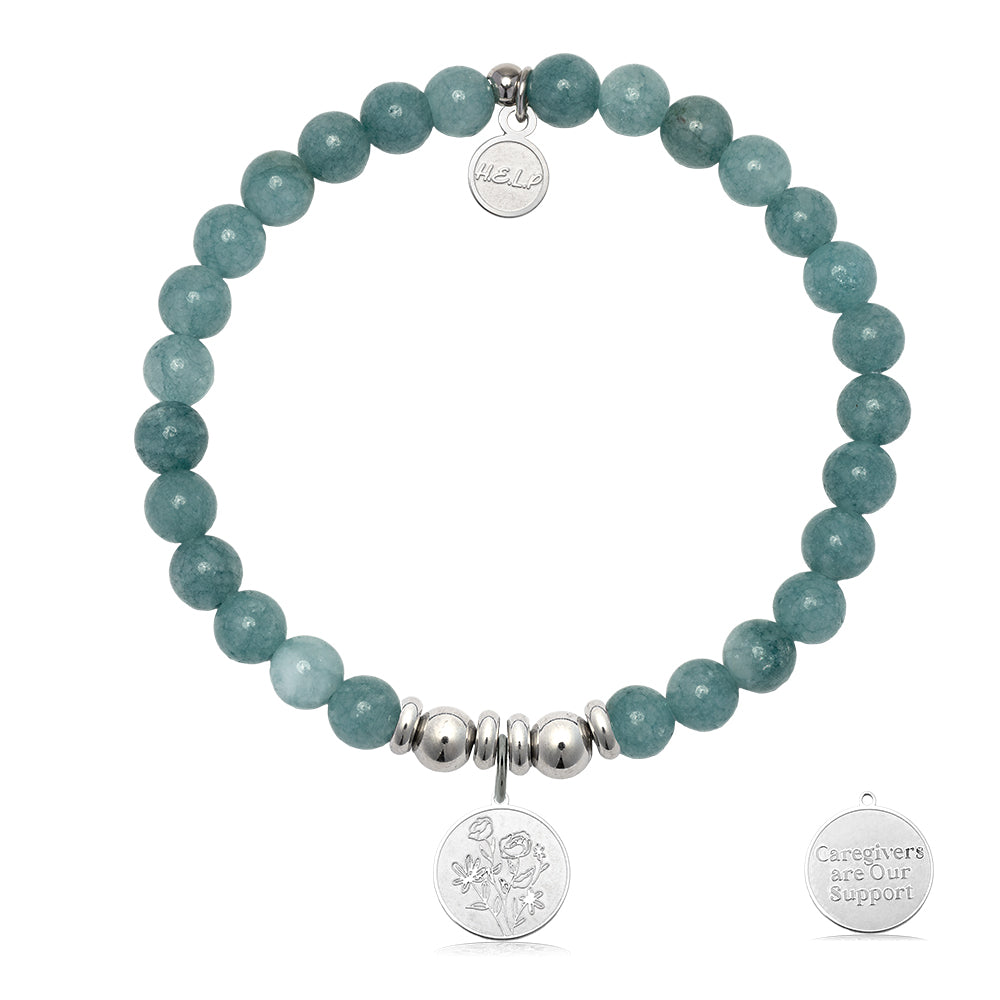 HELP by TJ Caregiver Charm with Mountain Blue Jade Charity Bracelet