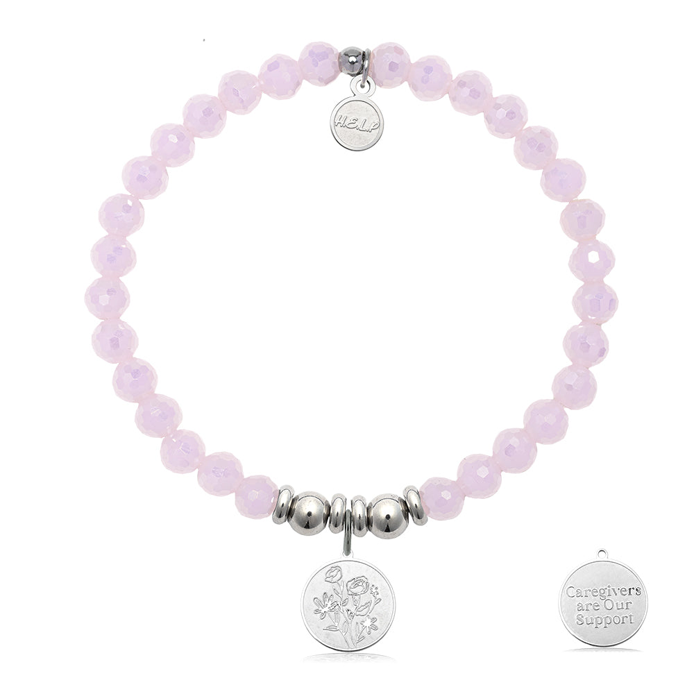 HELP by TJ Caregiver Charm with Pink Crystal Charity Bracelet