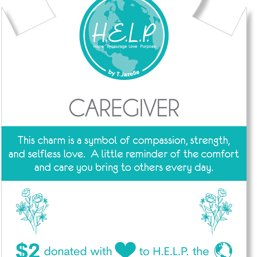 HELP by TJ Caregiver Charm with Pink Jade Charity Bracelet