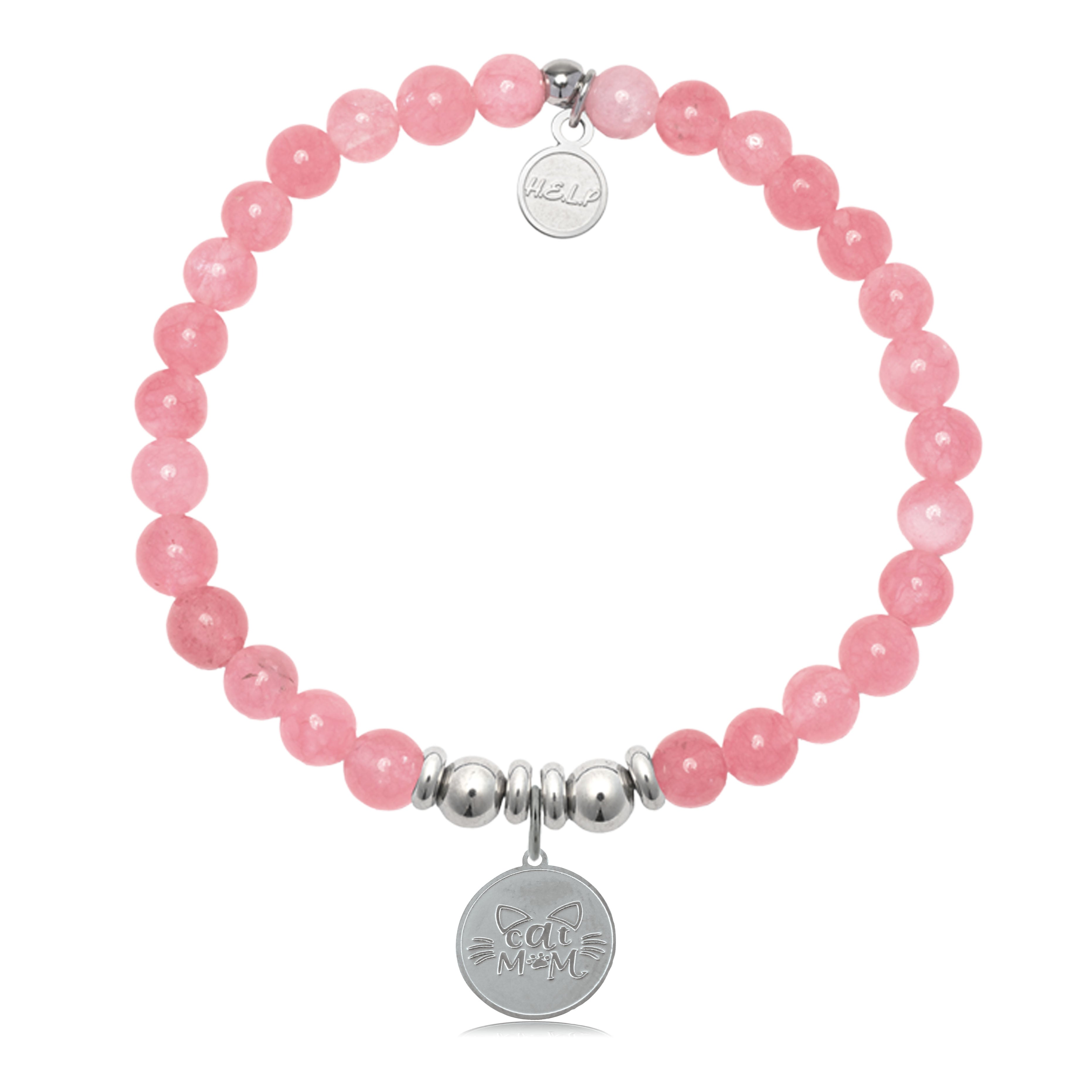 HELP by TJ Cat Mom Charm with Cherry Jade Charity Bracelet