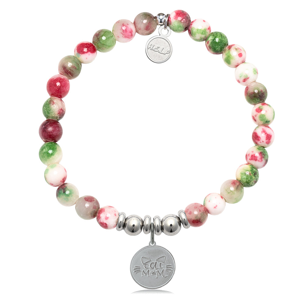 HELP by TJ Cat Mom Charm with Holiday Jade Charity Bracelet