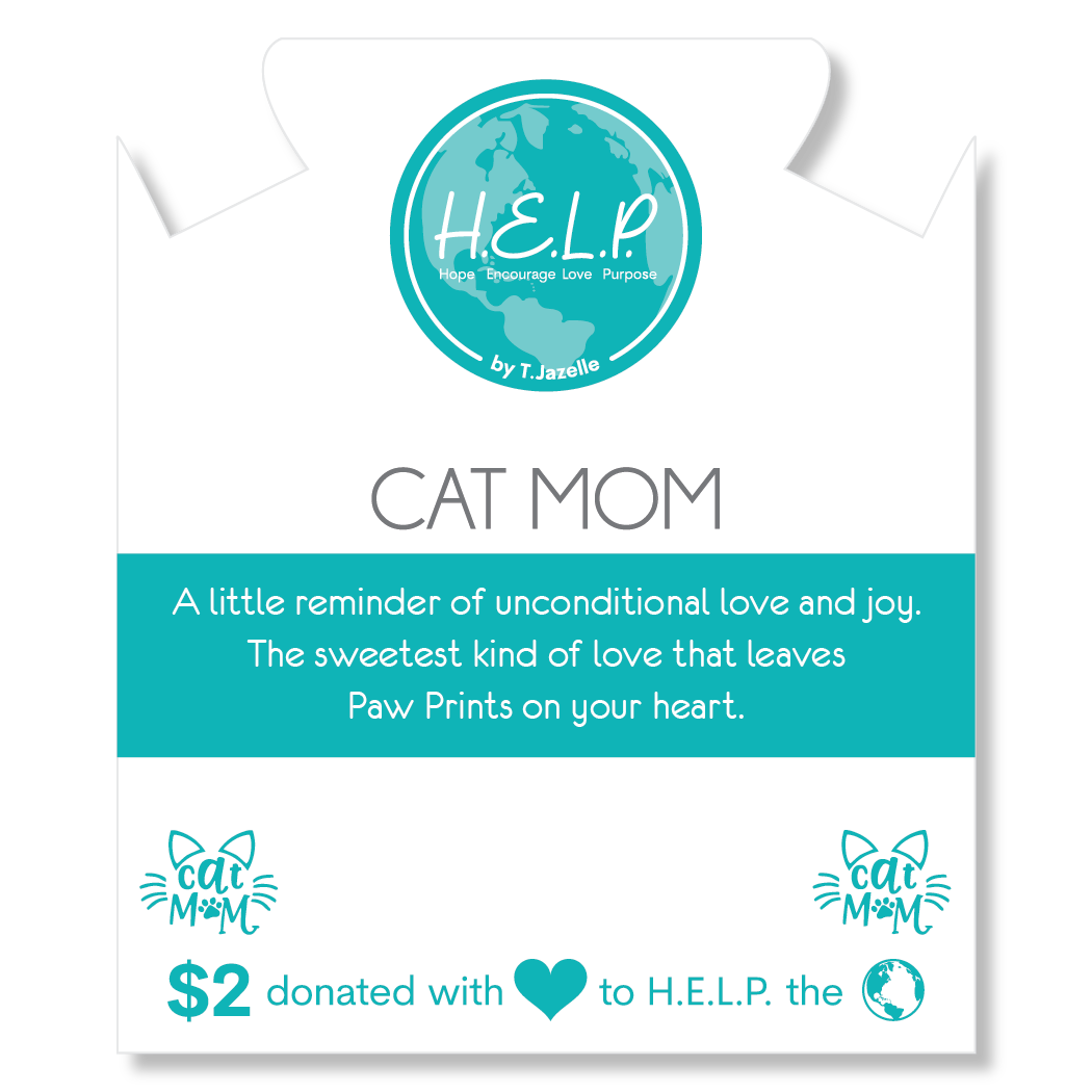 HELP by TJ Cat Mom Charm with Pink Jade Charity Bracelet