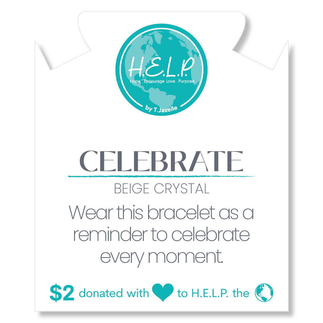 HELP by TJ Celebrate Stacker Bracelet with Beige Crystal Beads