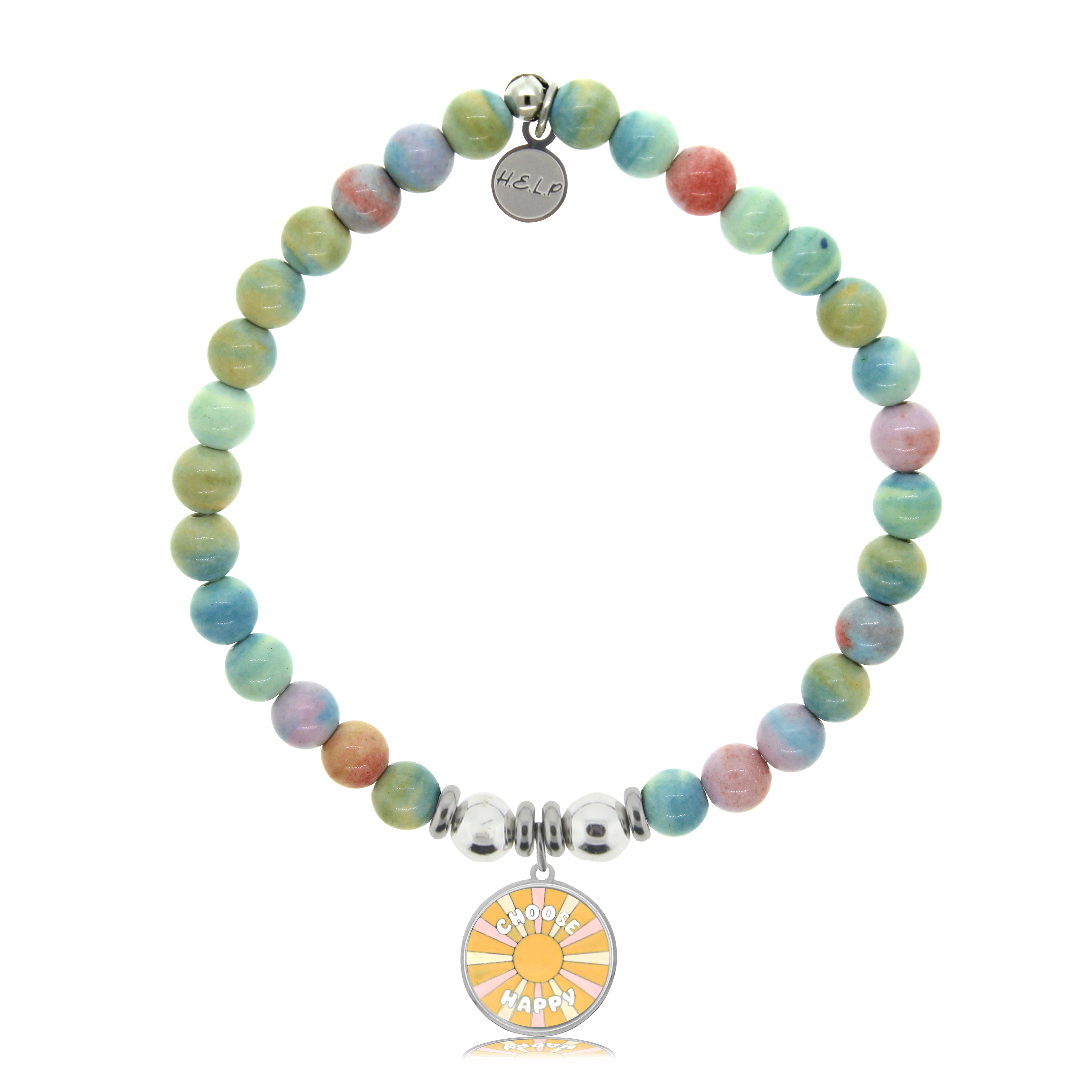 HELP by TJ Choose Happy Charm with Pastel Jade Charity Bracelet
