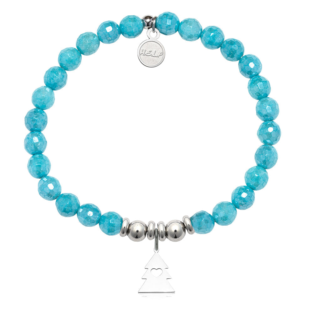 HELP by TJ Christmas Tree Charm with Blue Amazonite Charity Bracelet