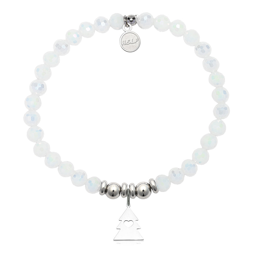HELP by TJ Christmas Tree Charm with White Crystal Charity Bracelet