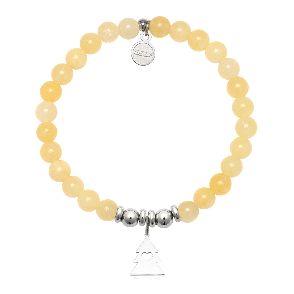 HELP by TJ Christmas Tree Charm with Yellow Jade Charity Bracelet