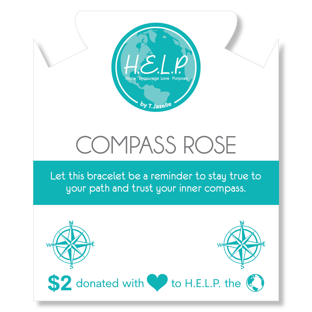 HELP by TJ Compass Rose Charm with Blue Amazonite Charity Bracelet