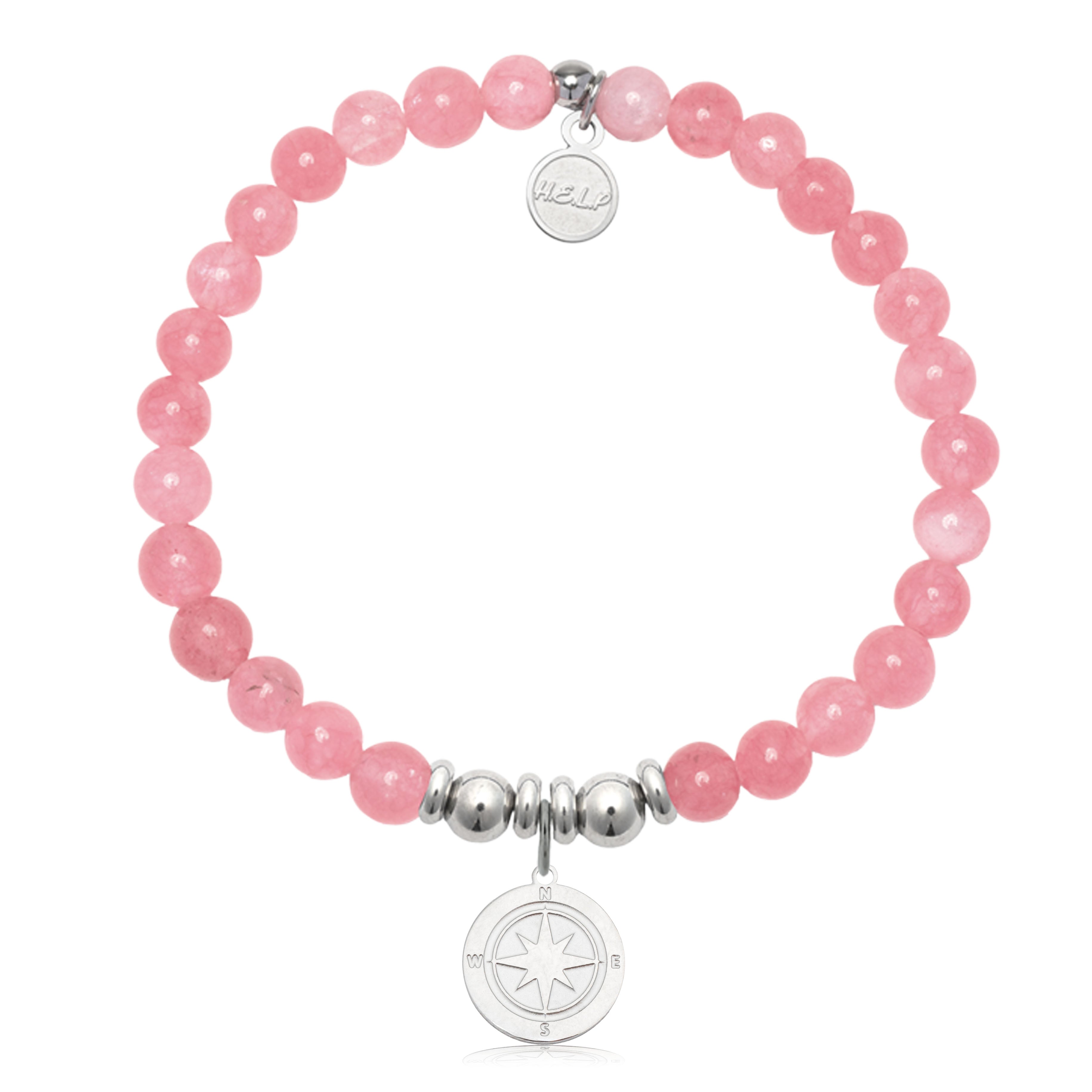 HELP by TJ Compass Rose Charm with Cherry Jade Charity Bracelet