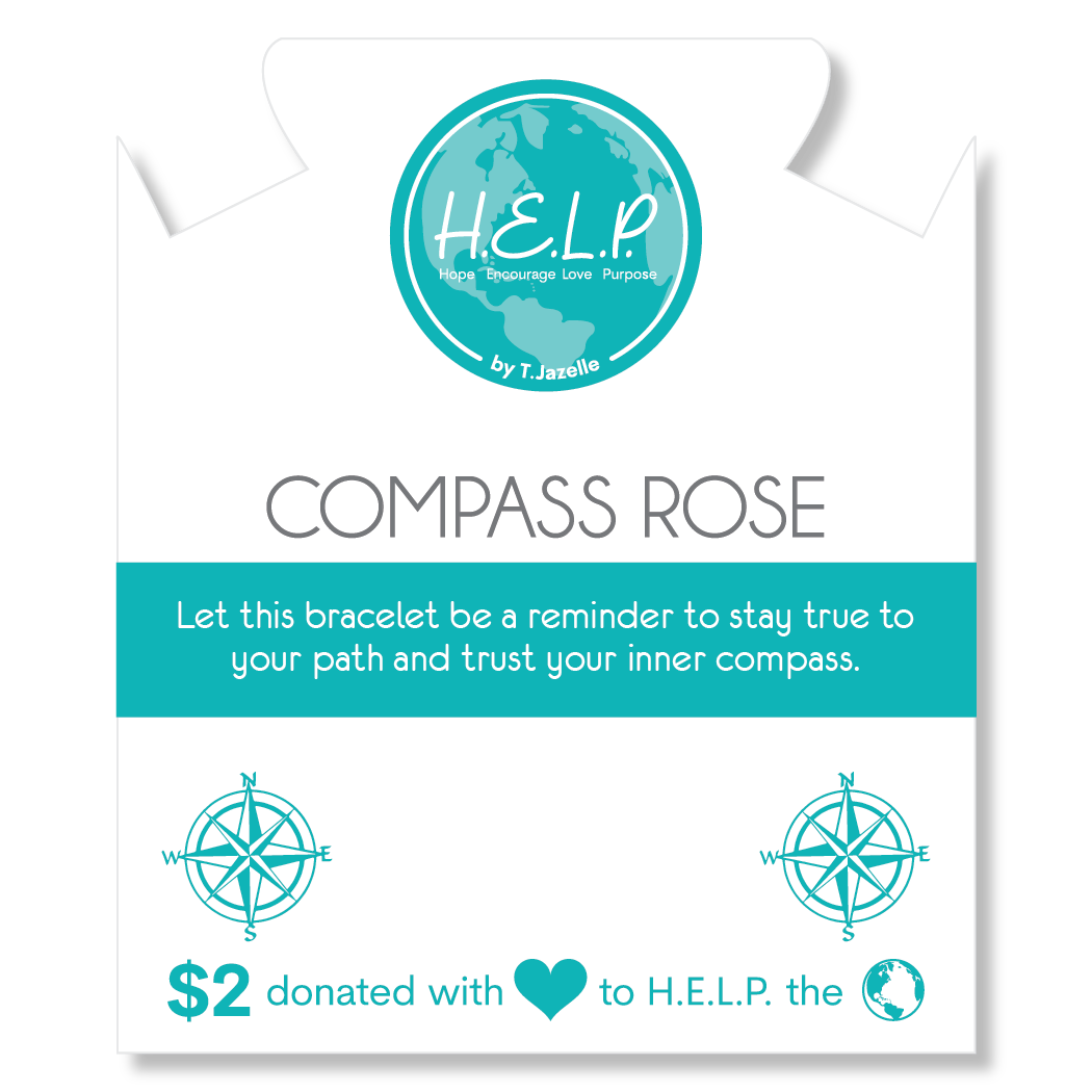 HELP by TJ Compass Rose Charm with Holiday Jade Charity Bracelet