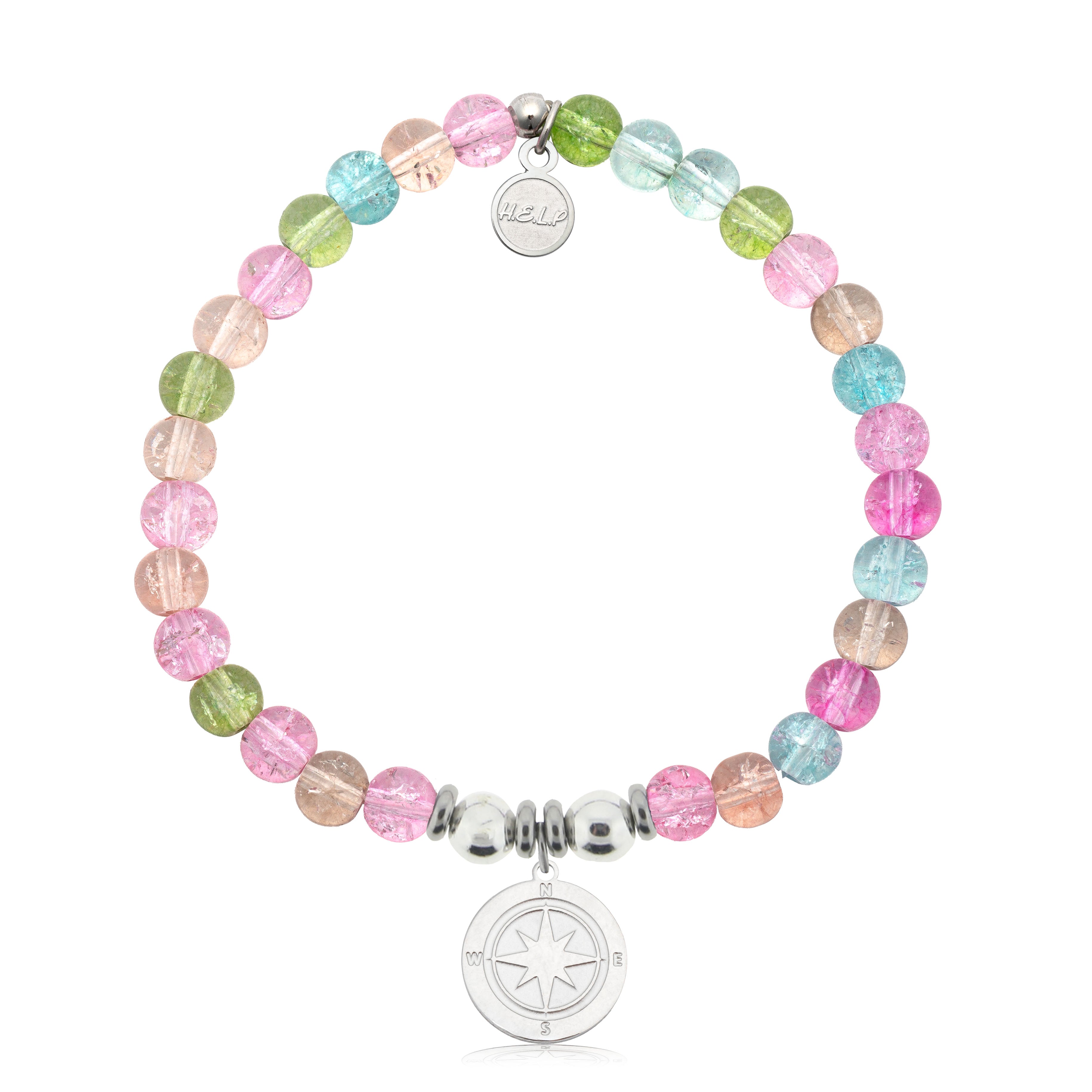 HELP by TJ Compass Rose Charm with Kaleidoscope Crystal Charity Bracelet