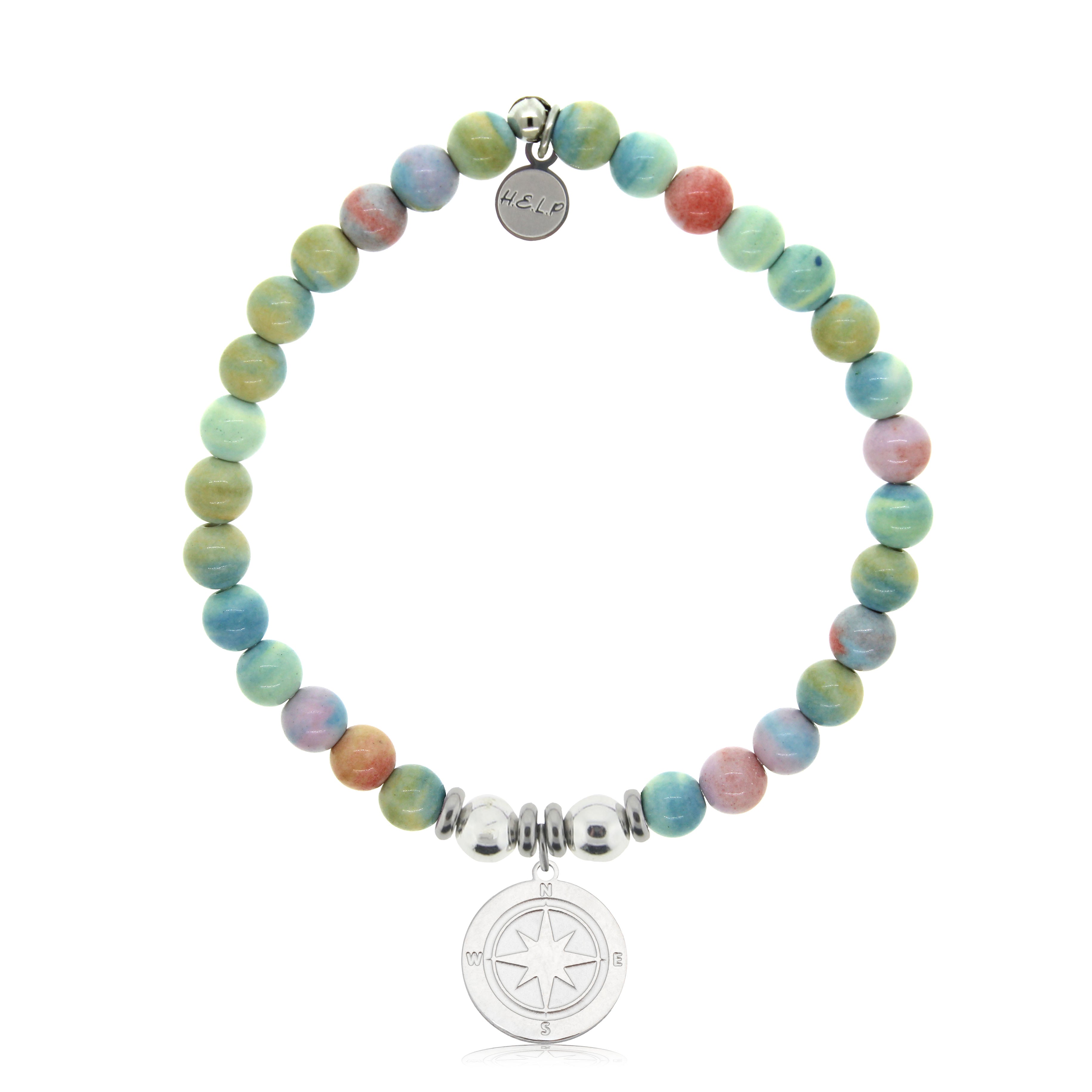 HELP by TJ Compass Rose Charm with Pastel Magnesite Charity Bracelet