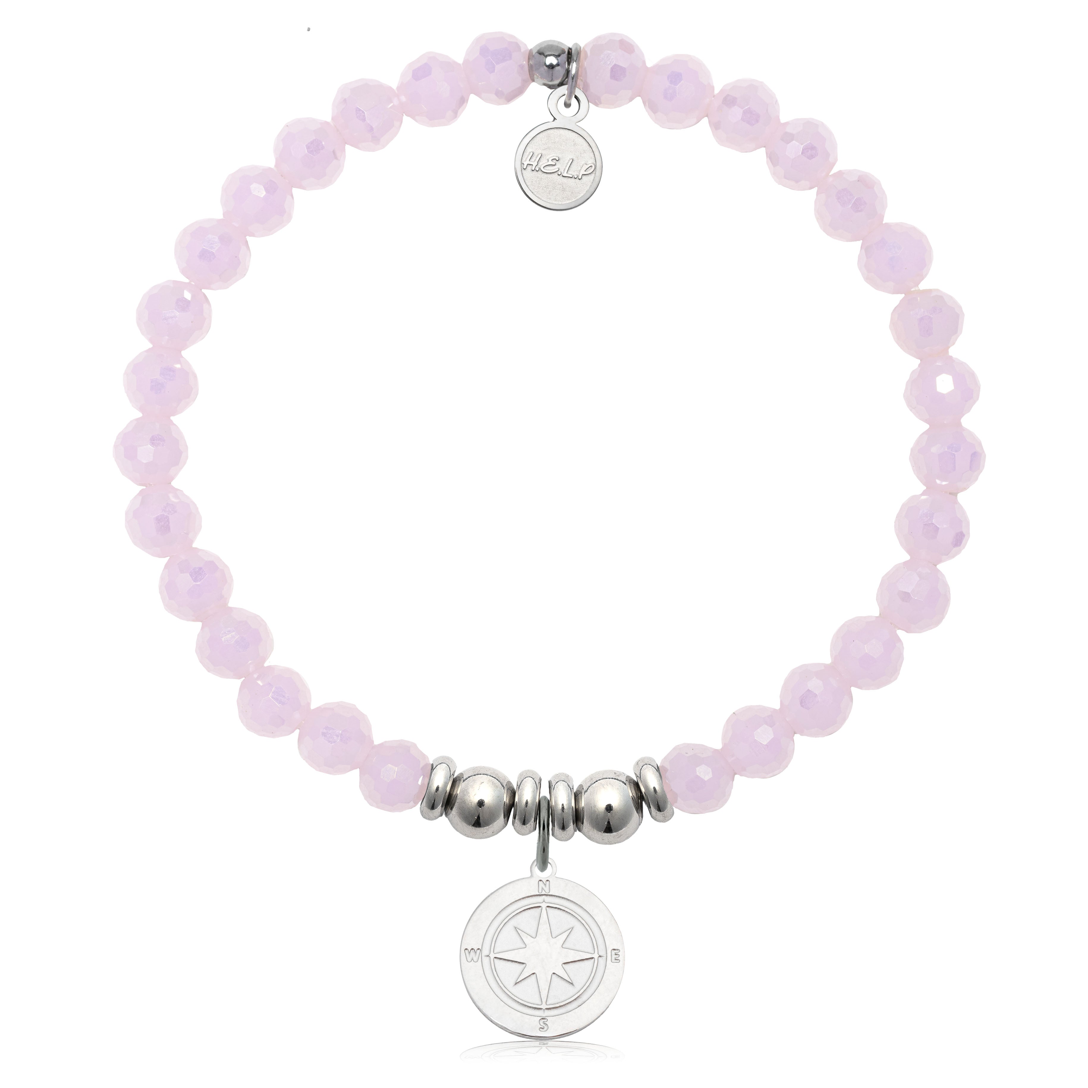 HELP by TJ Compass Rose Charm with Pink Crystal Charity Bracelet