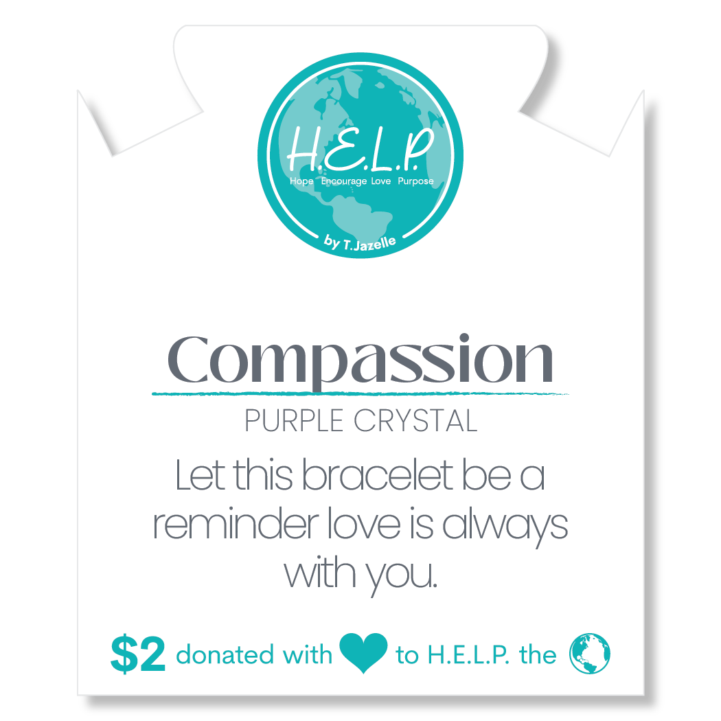 HELP by TJ Compassion Stacker Bracelet with Purple Crystal Beads