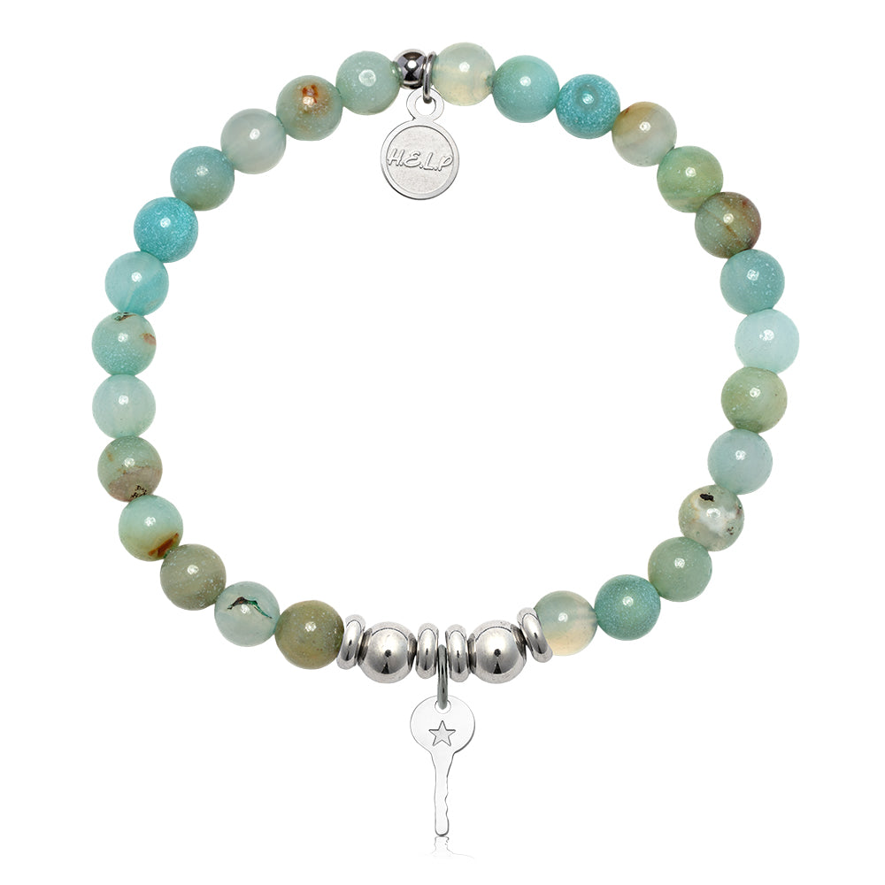 HELP by TJ Confidence Key Charm with Multi Amazonite Charity Bracelet