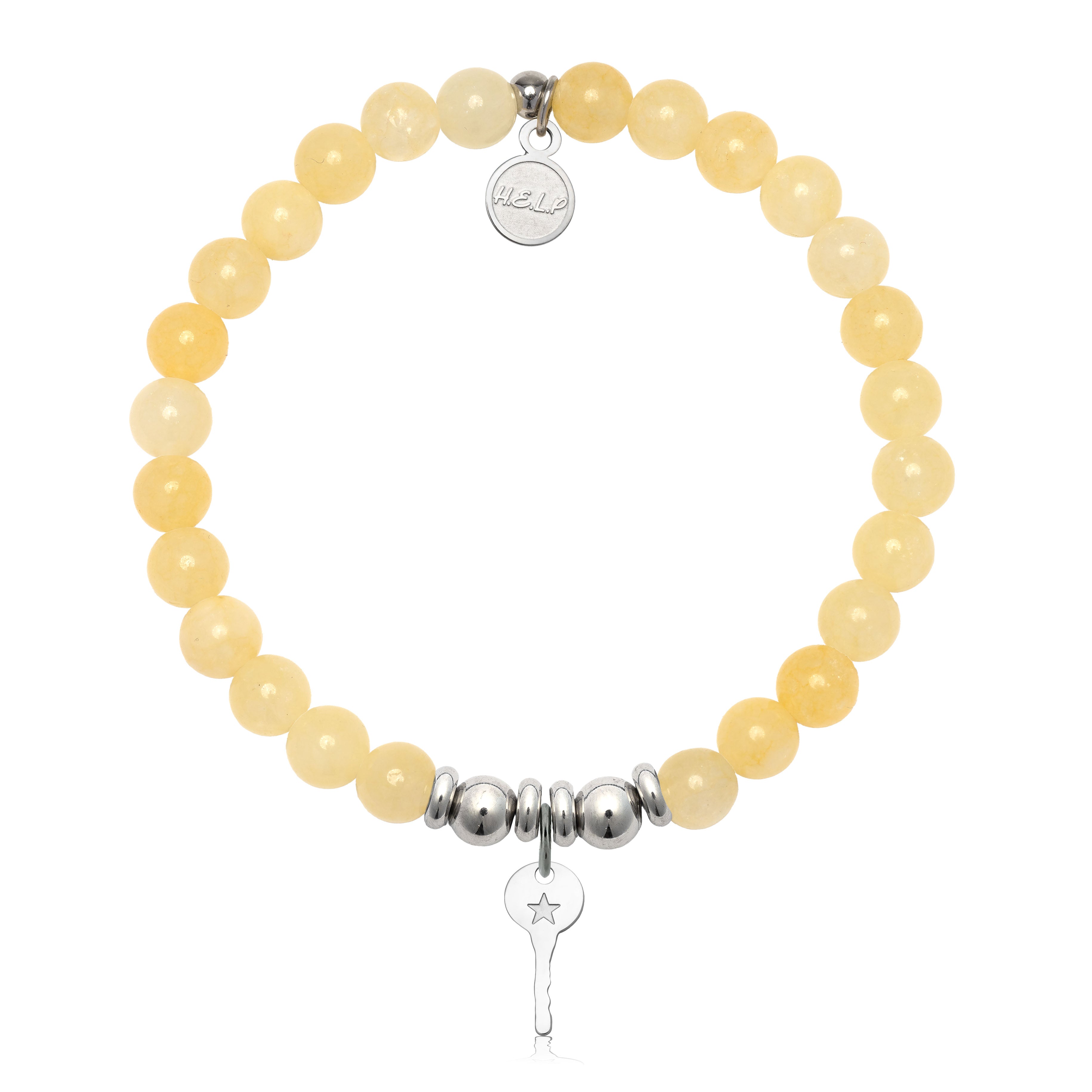 HELP by TJ Confidence Key Charm with Yellow Jade Charity Bracelet
