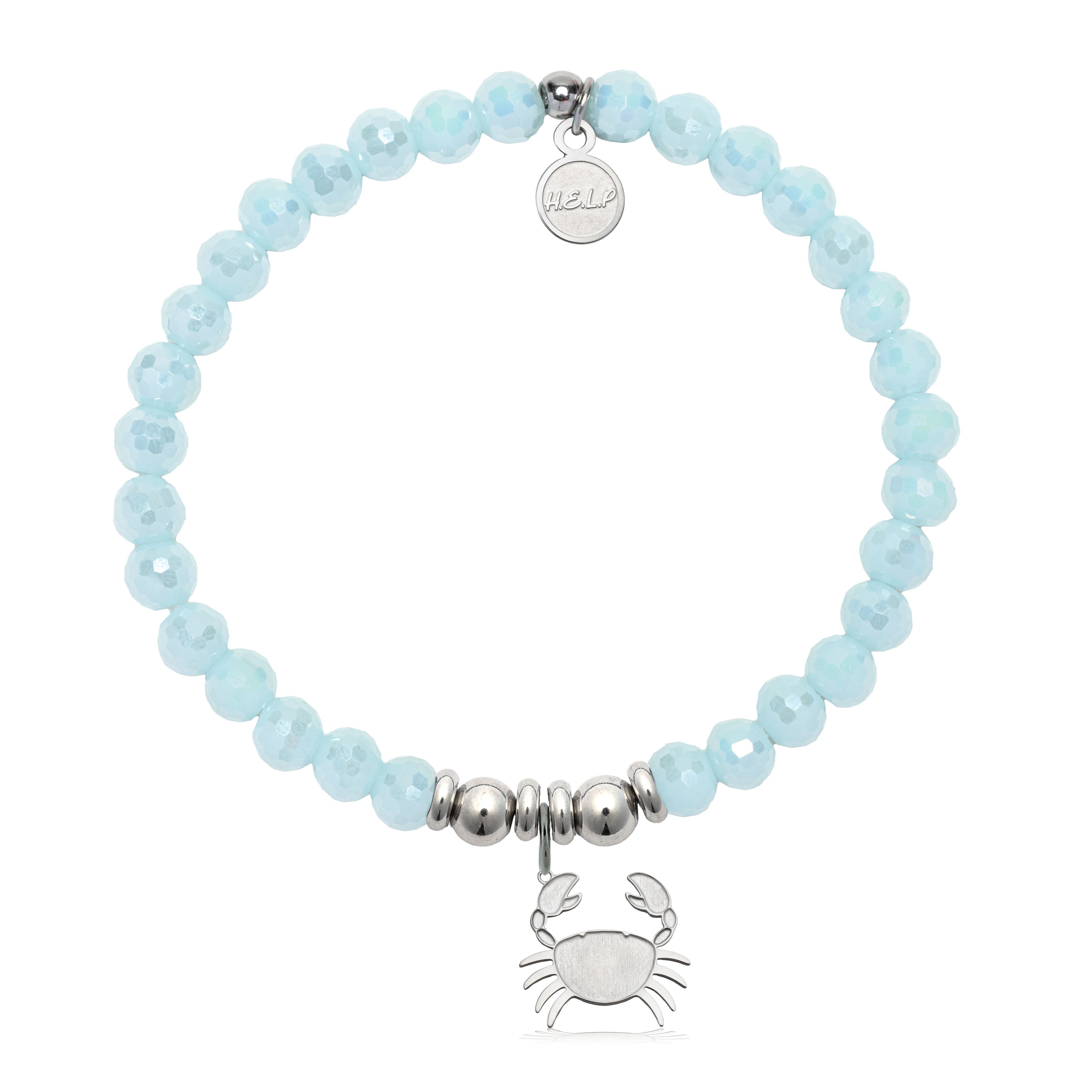 HELP by TJ Crab Charm with Aqua Crystal Charity Bracelet