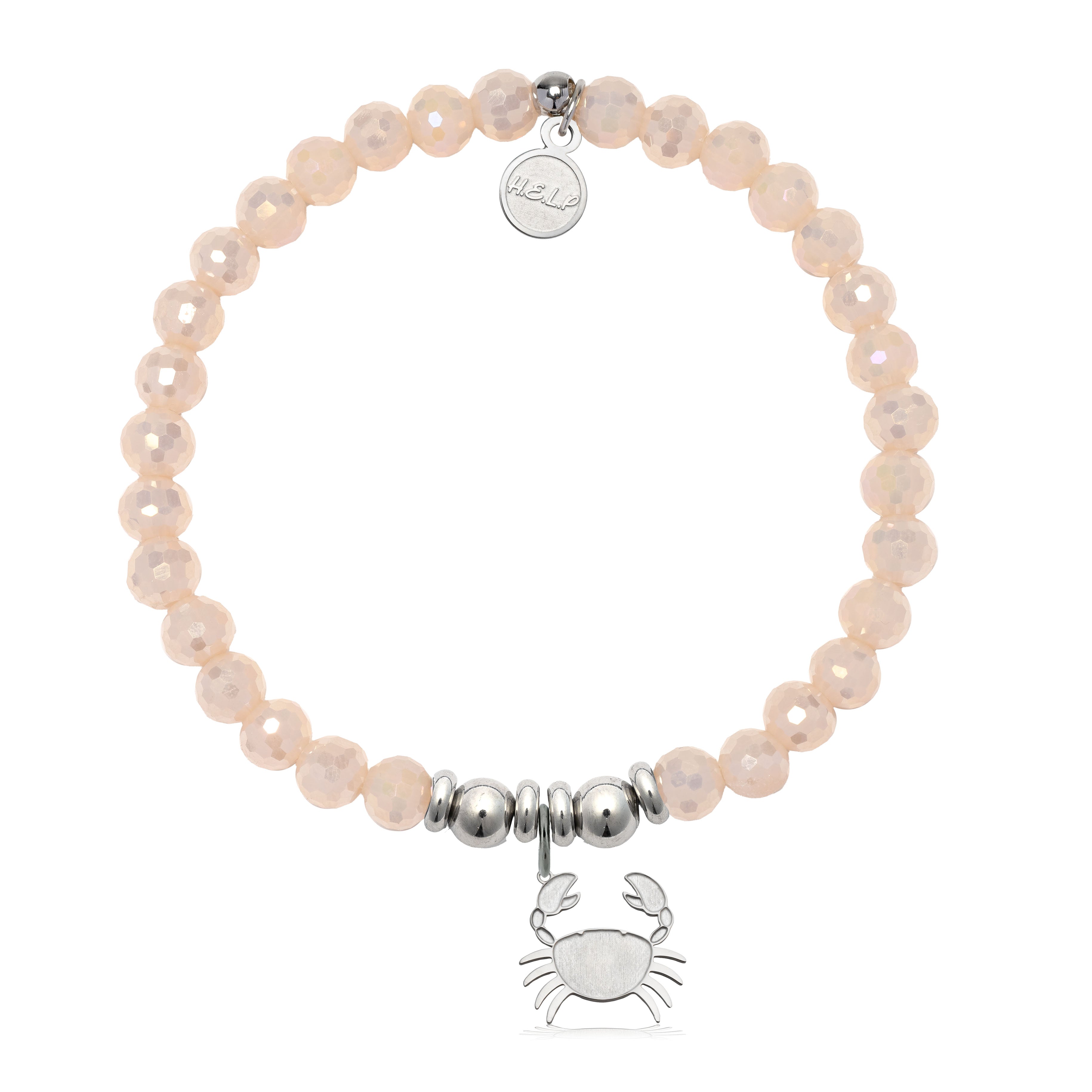 HELP by TJ Crab Charm with Beige Crystal Charity Bracelet
