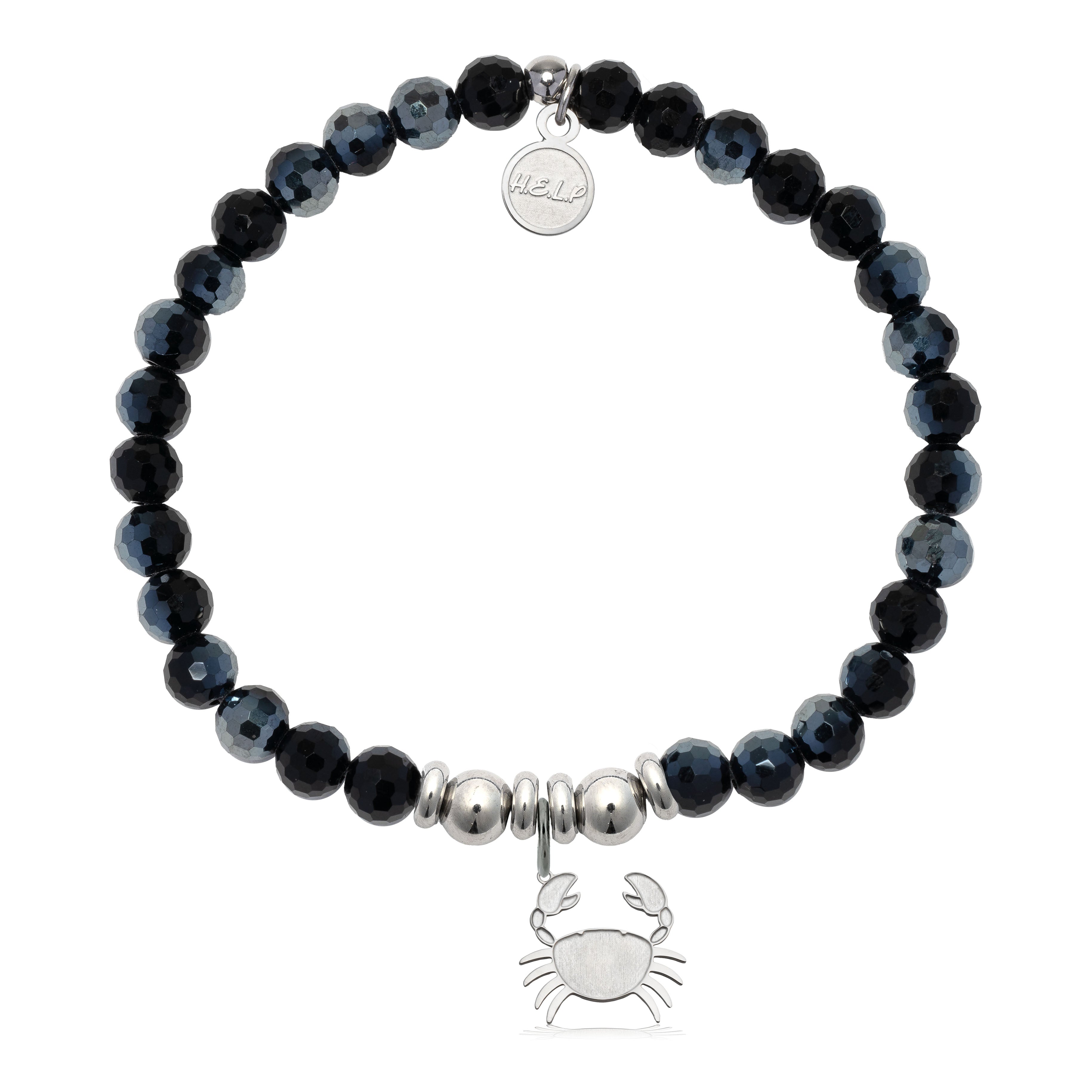 HELP by TJ Crab Charm with Black Crystal Charity Bracelet