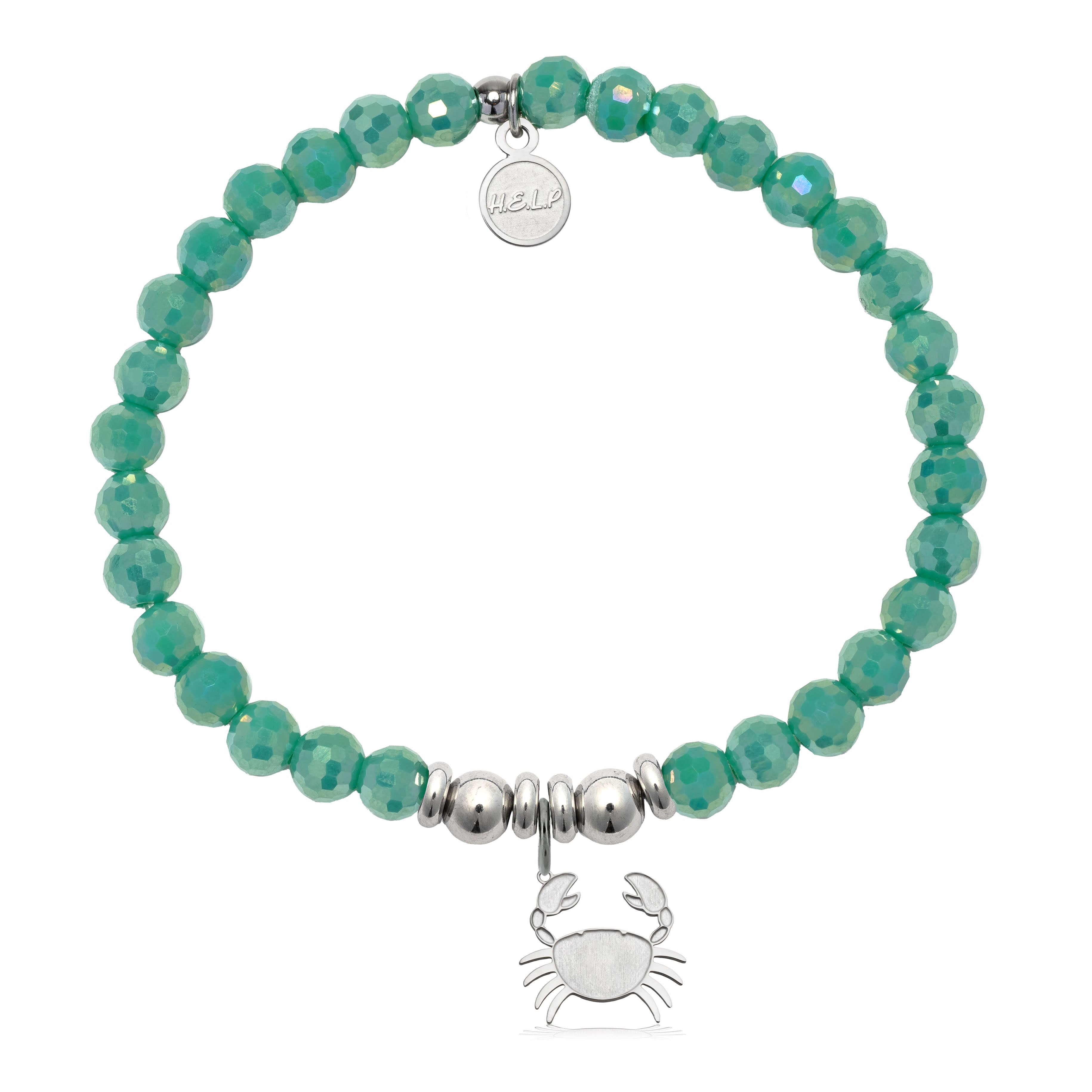 HELP by TJ Crab Charm with Green Crystal Charity Bracelet