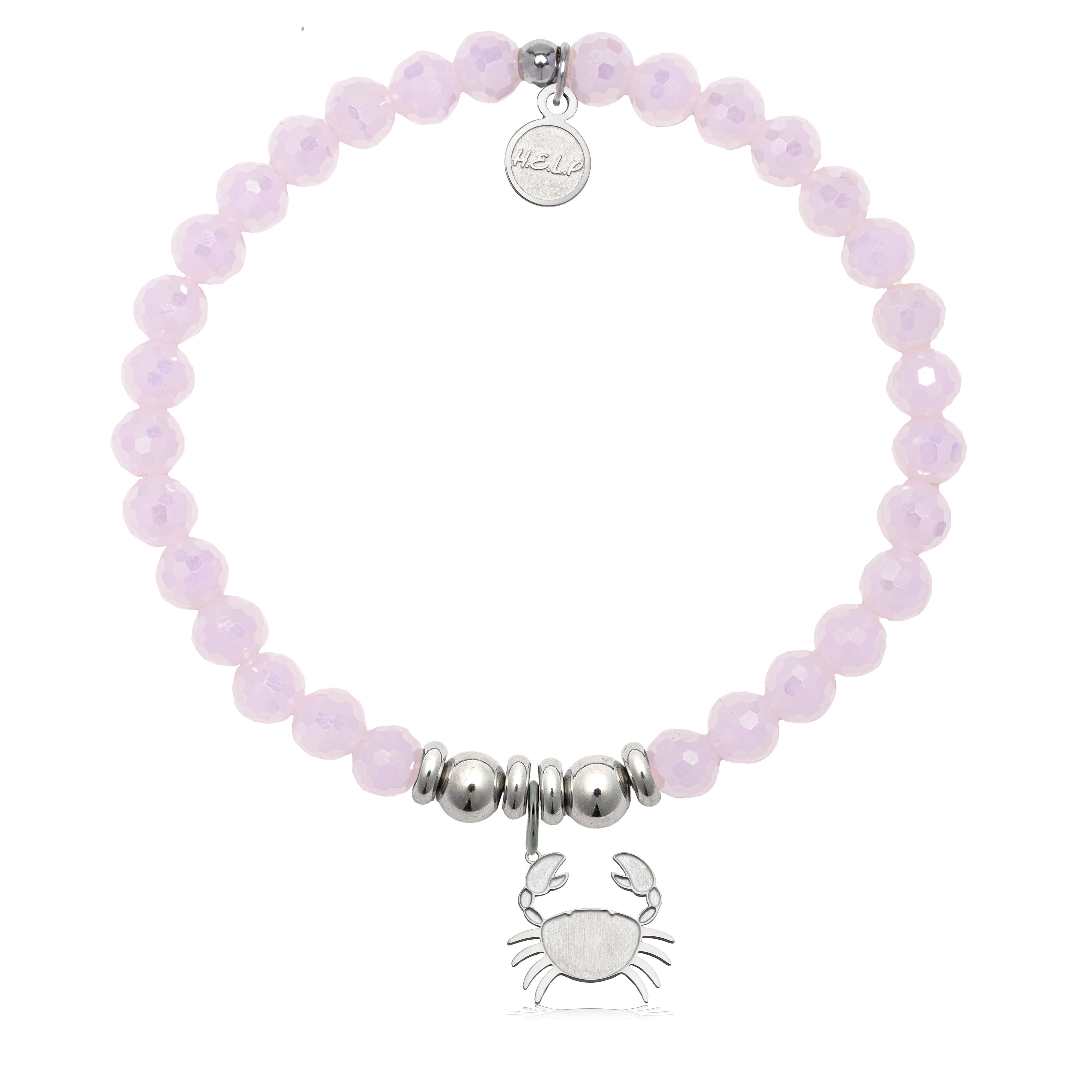 HELP by TJ Crab Charm with Pink Crystal Charity Bracelet