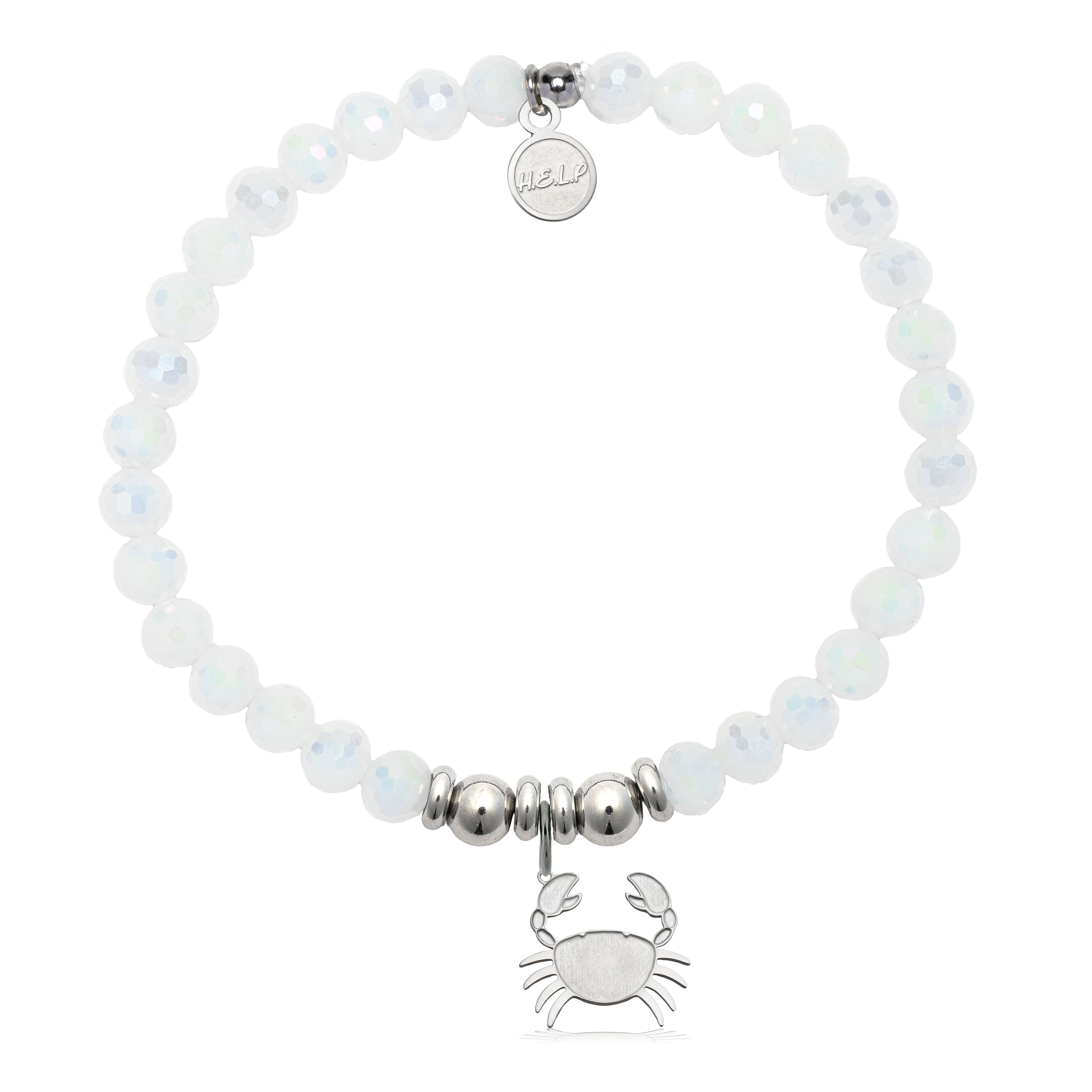HELP by TJ Crab Charm with White Crystal Charity Bracelet