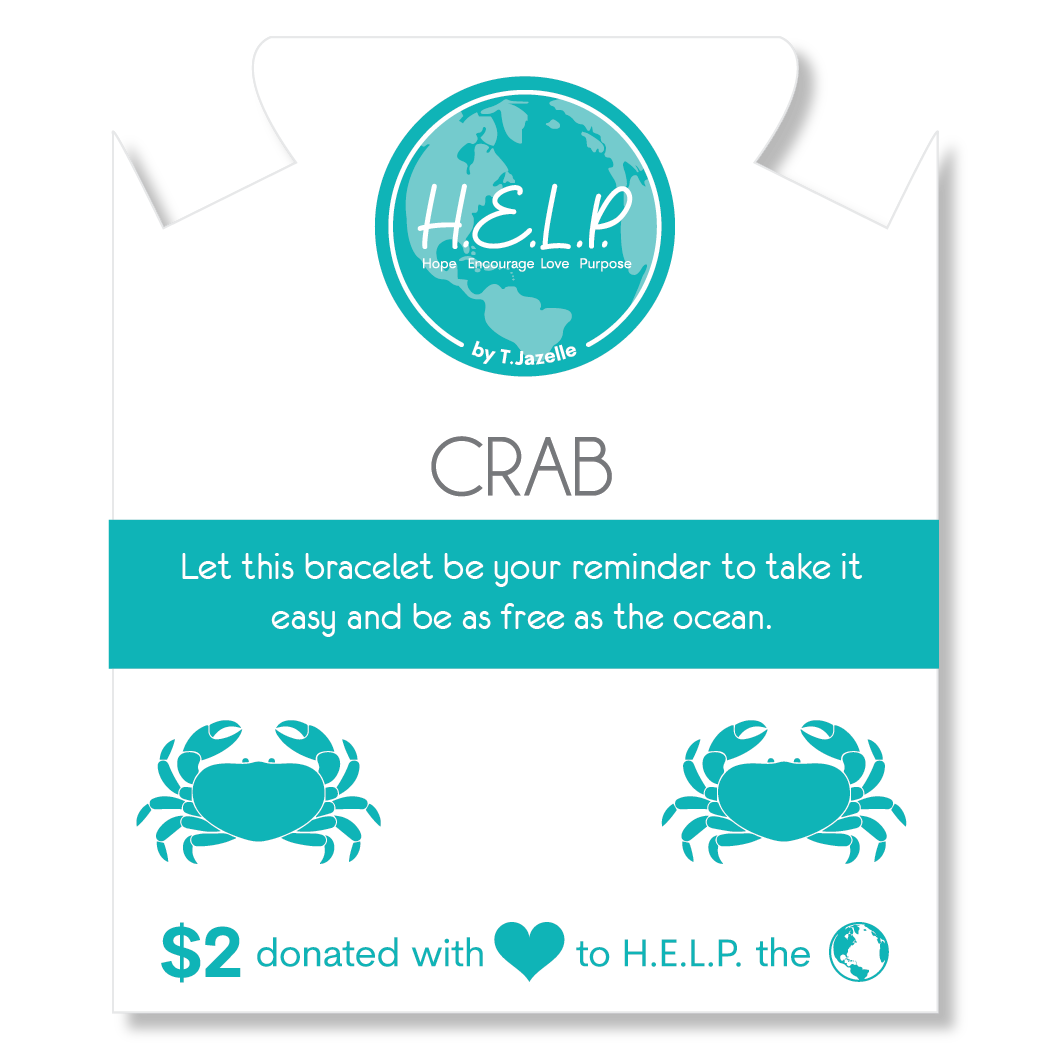 HELP by TJ Crab Charm with White Crystal Charity Bracelet