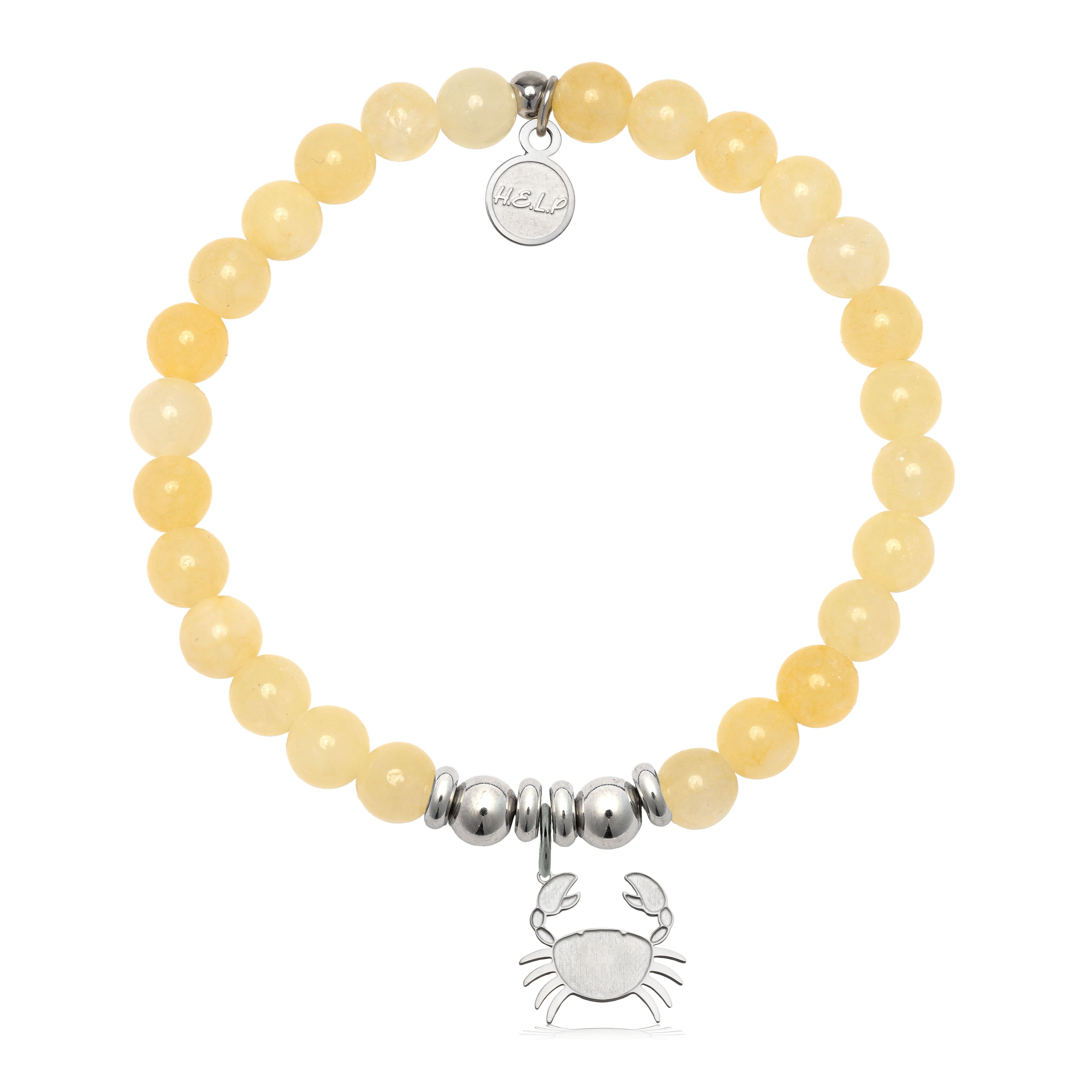 HELP by TJ Crab Charm with Yellow Jade Charity Bracelet