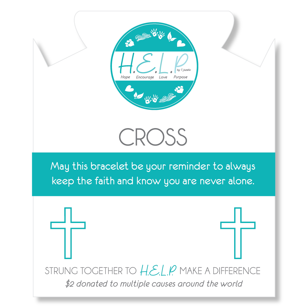 HELP by TJ Cross Charm with Cherry Jade Charity Bracelet