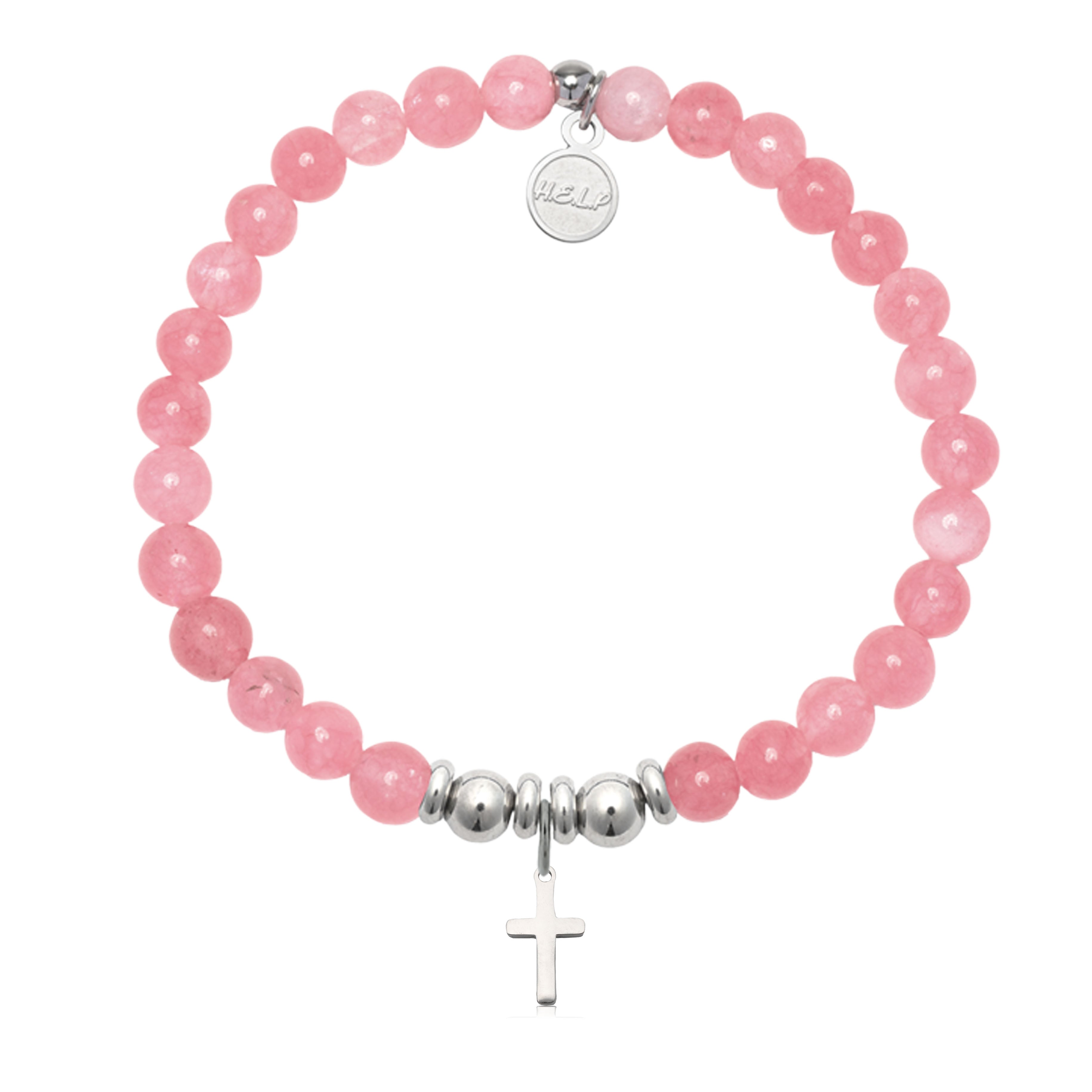 HELP by TJ Cross Charm with Cherry Jade Charity Bracelet