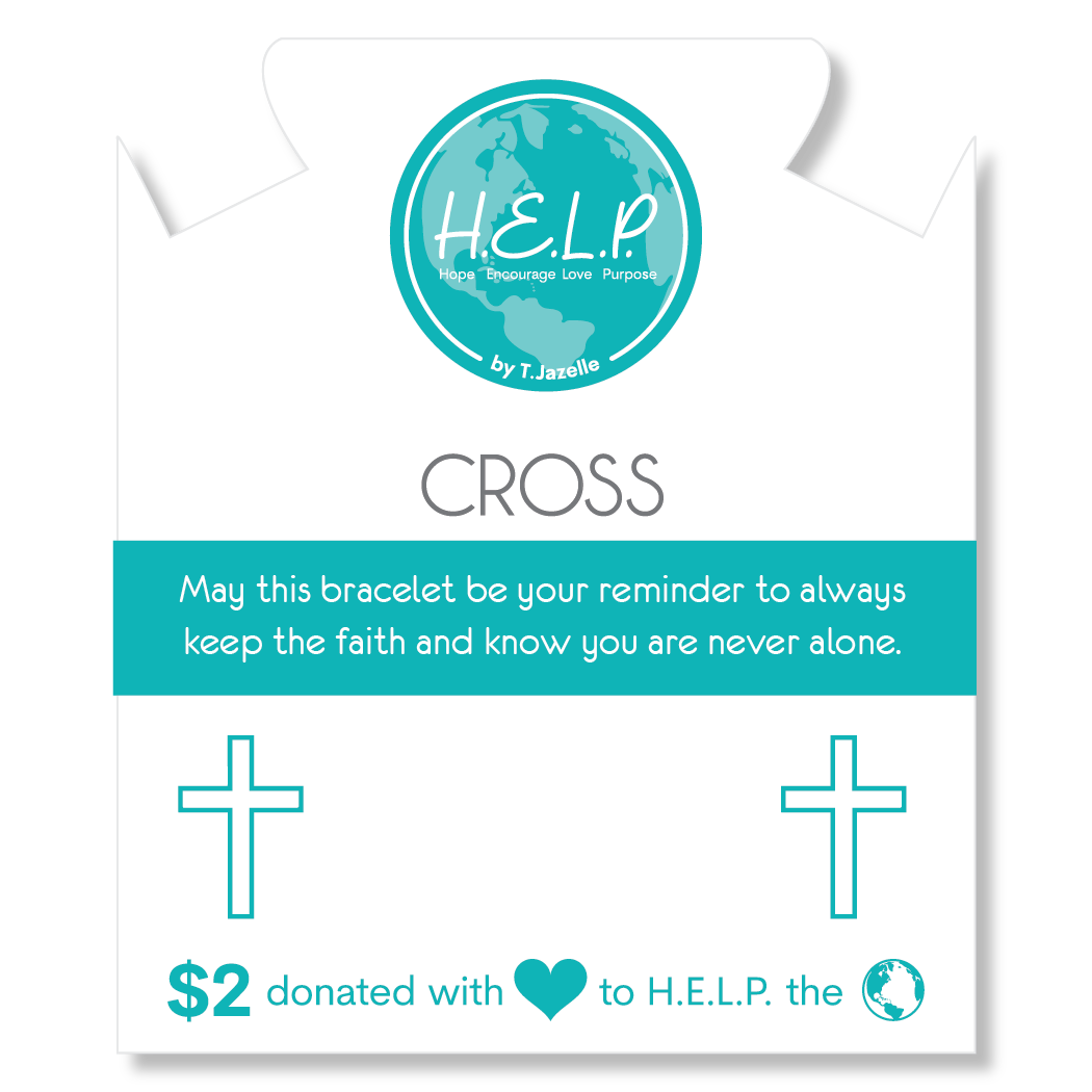 HELP by TJ Cross Charm with Holiday Jade Charity Bracelet