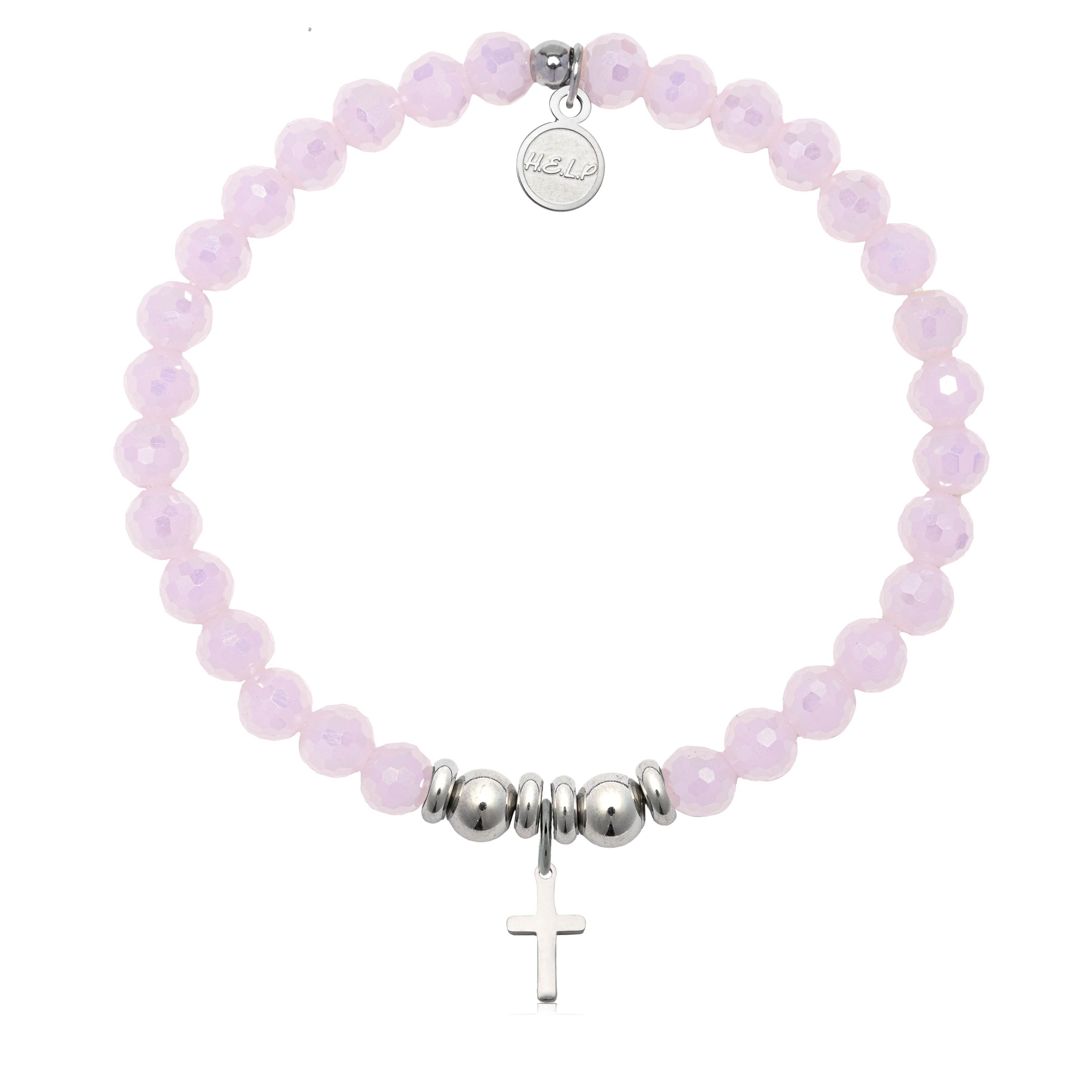 HELP by TJ Cross Charm with Pink Crystal Charity Bracelet