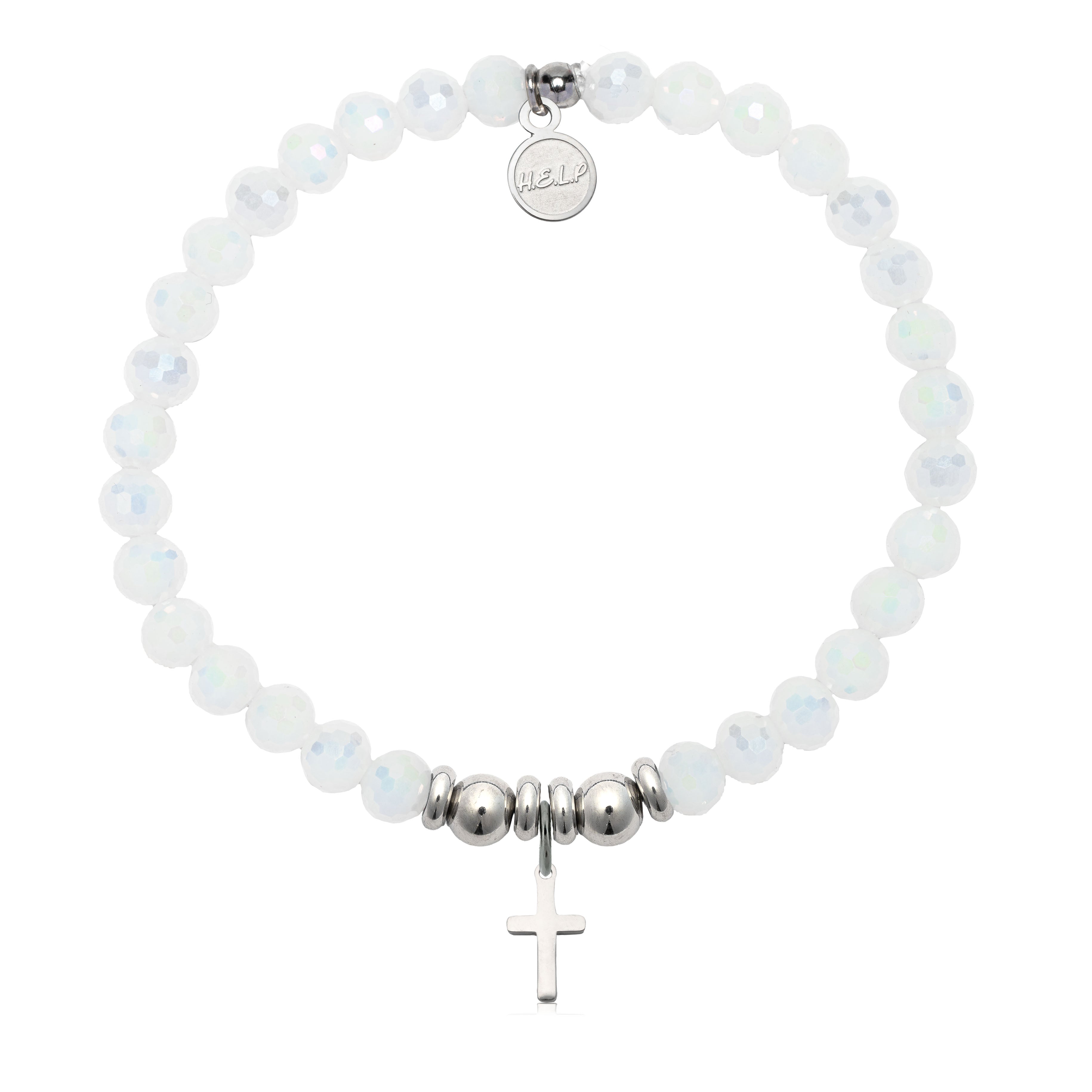 HELP by TJ Cross Charm with White Crystal Charity Bracelet