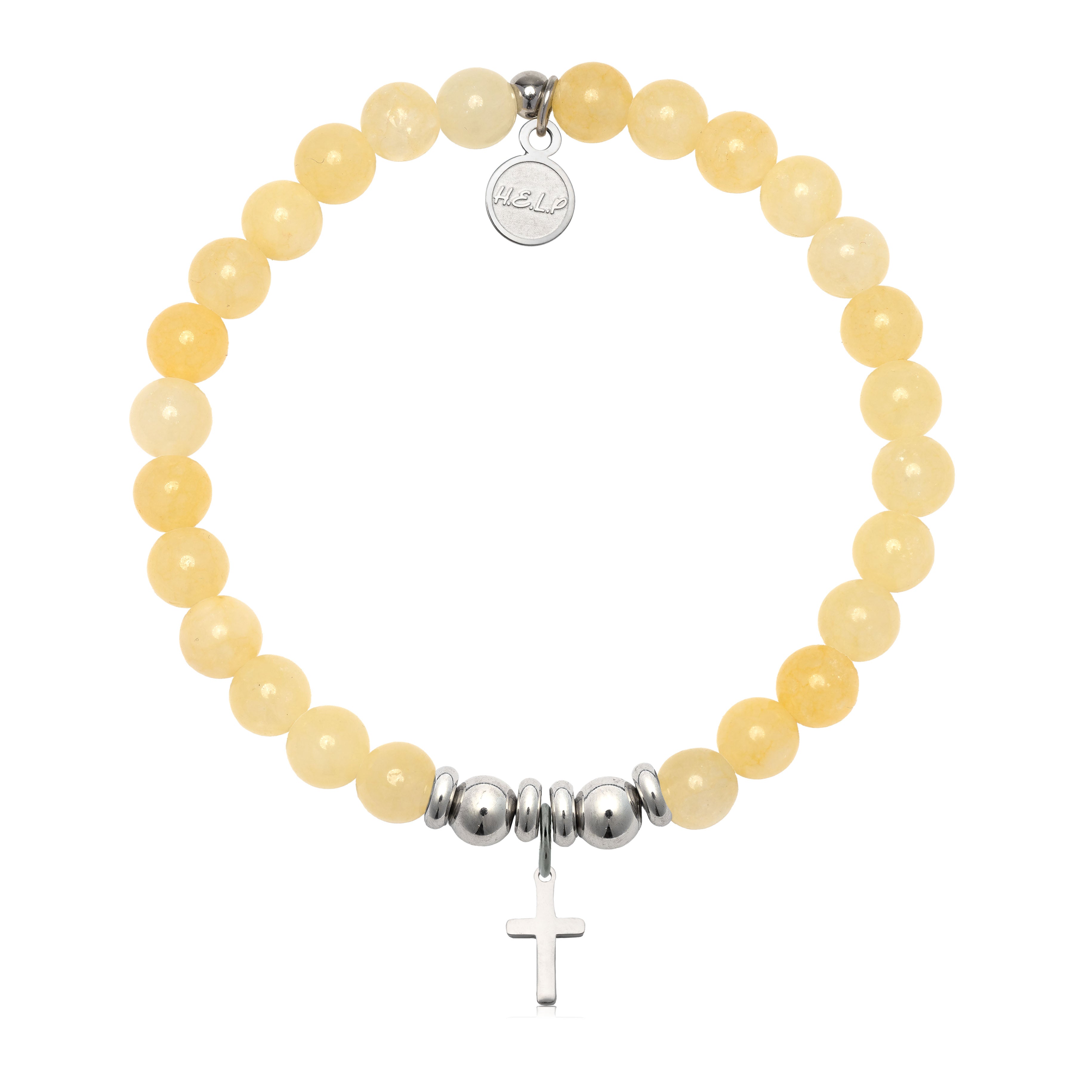 HELP by TJ Cross Charm with Yellow Jade Charity Bracelet