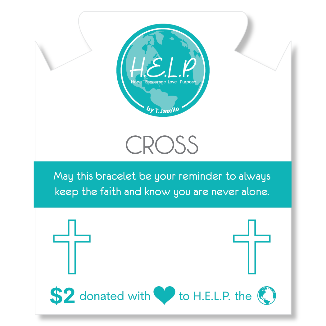 HELP by TJ Cross Charm with Zebra Jade Charity Bracelet
