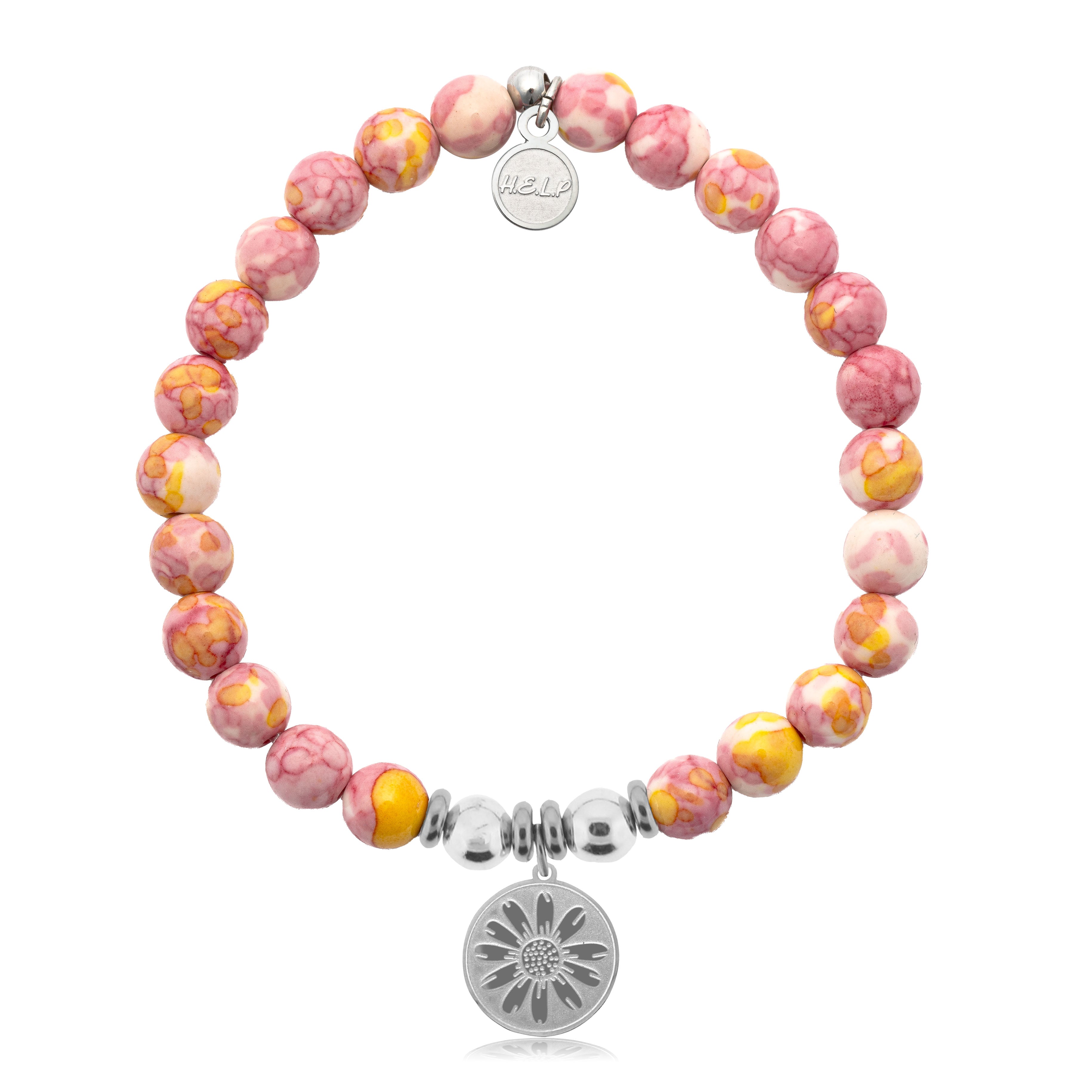 HELP by TJ Daisy Charm with Lemonade Jade Charity Bracelet
