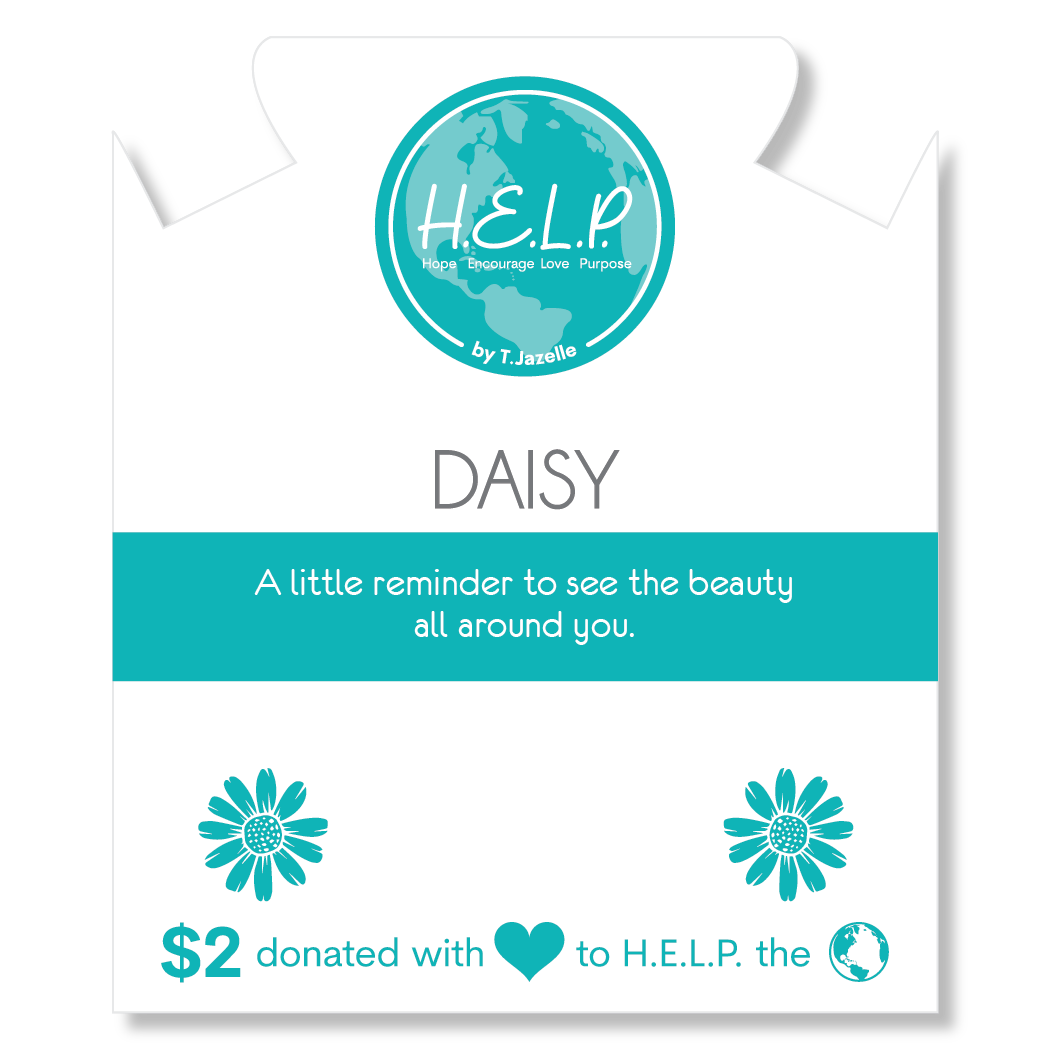 HELP by TJ Daisy Charm with Periwinkle Selenite Charity Bracelet