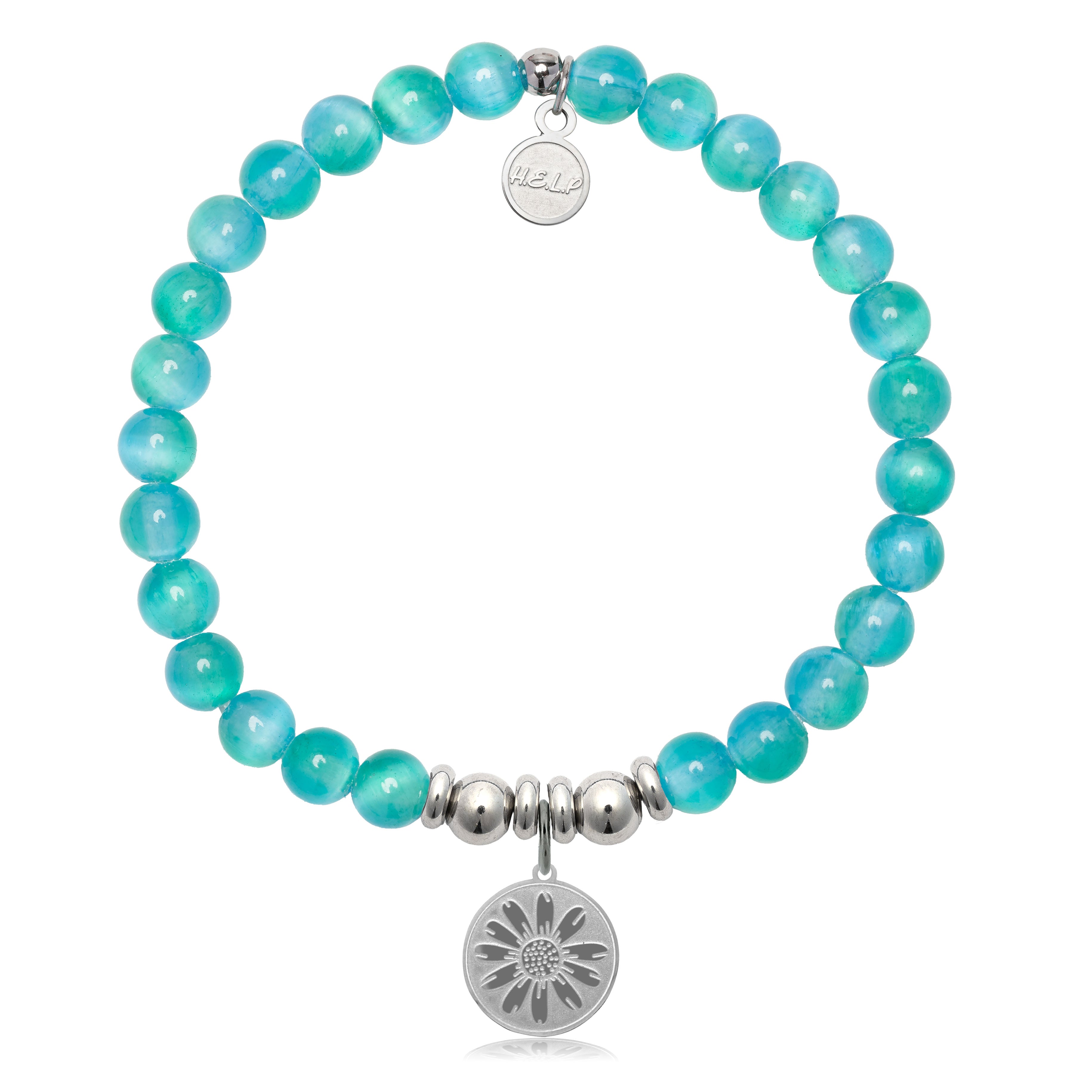 HELP by TJ Daisy Charm with Teal Selenite Charity Bracelet