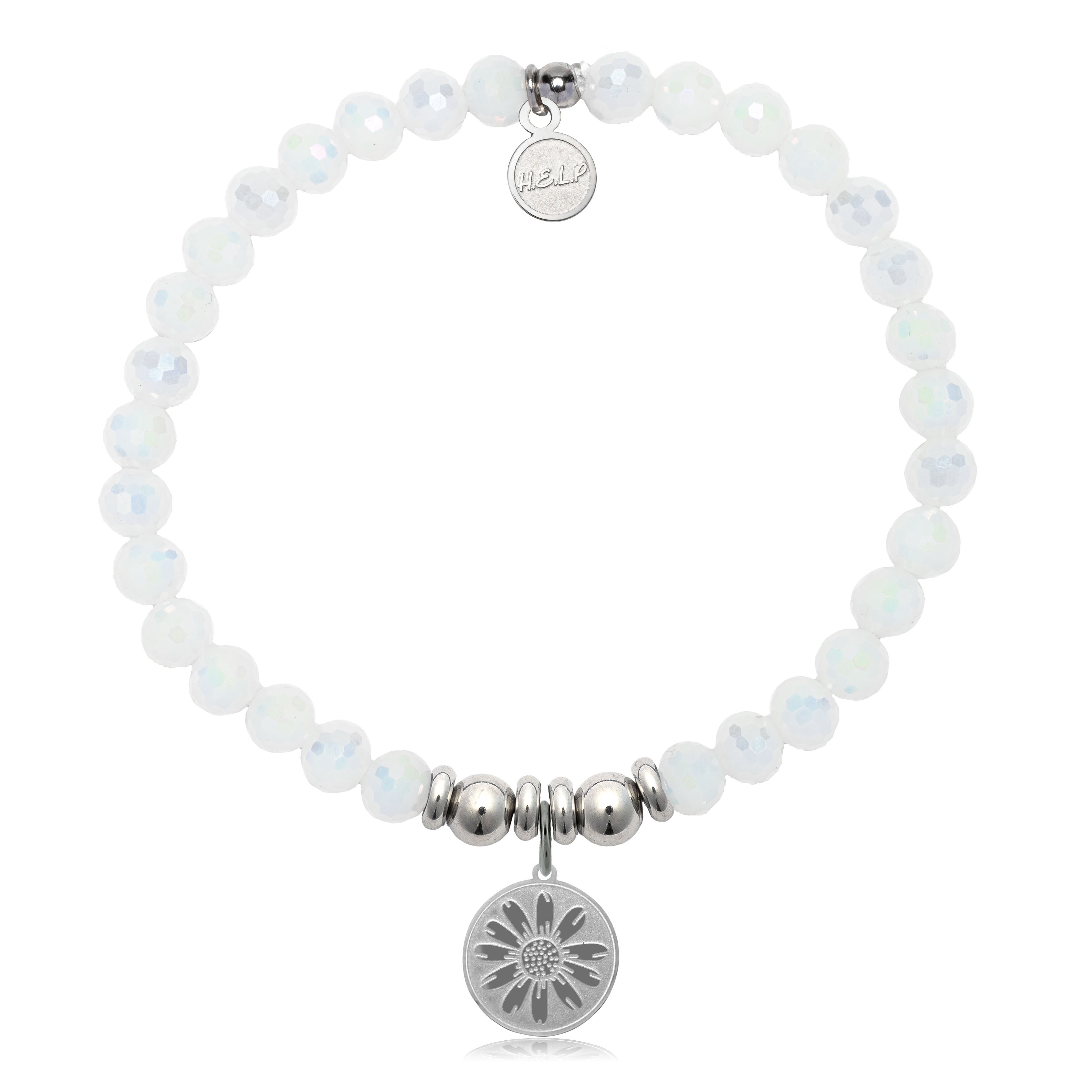 HELP by TJ Daisy Charm with White Crystal Charity Bracelet