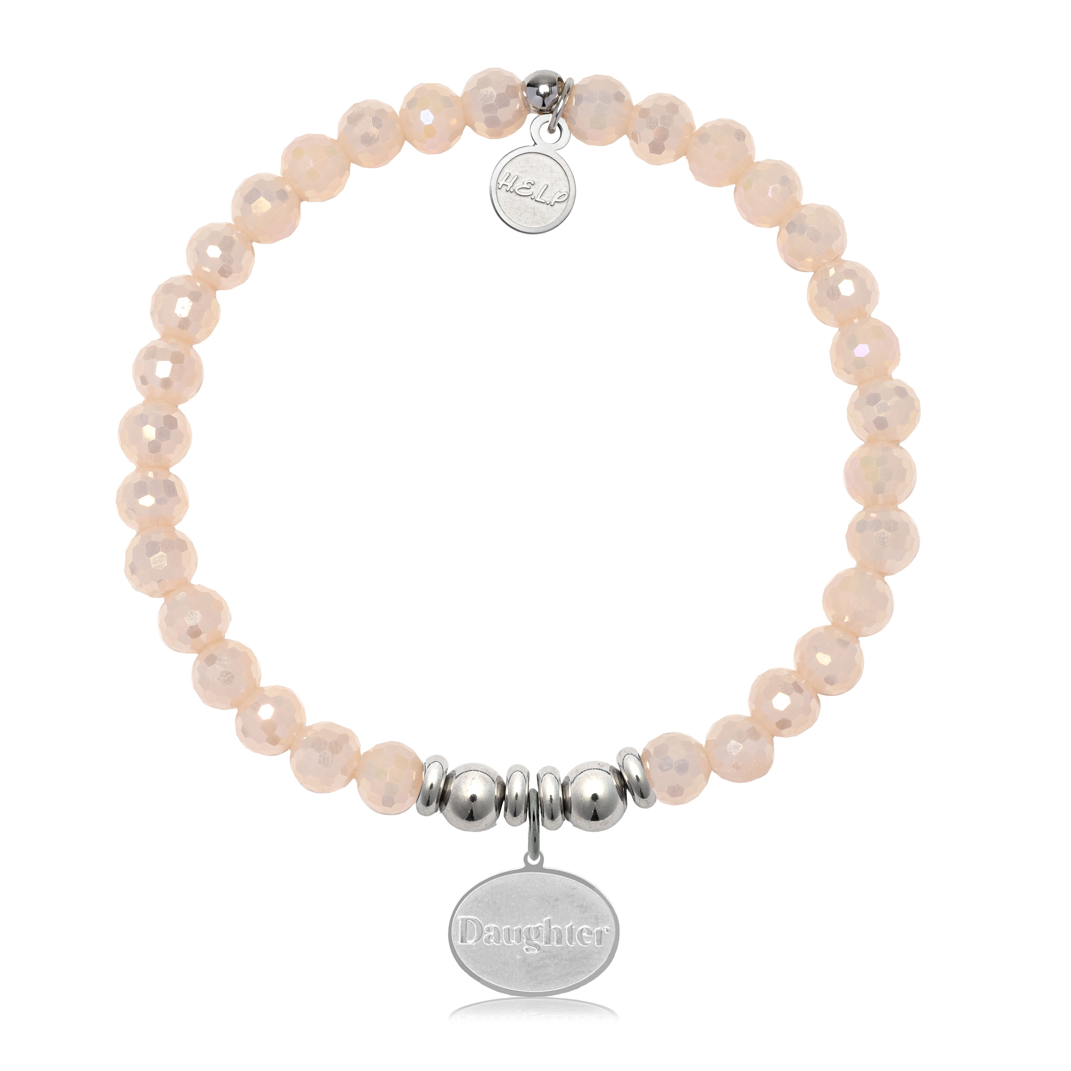 HELP by TJ Daughter Charm with Beige Crystal Charity Bracelet