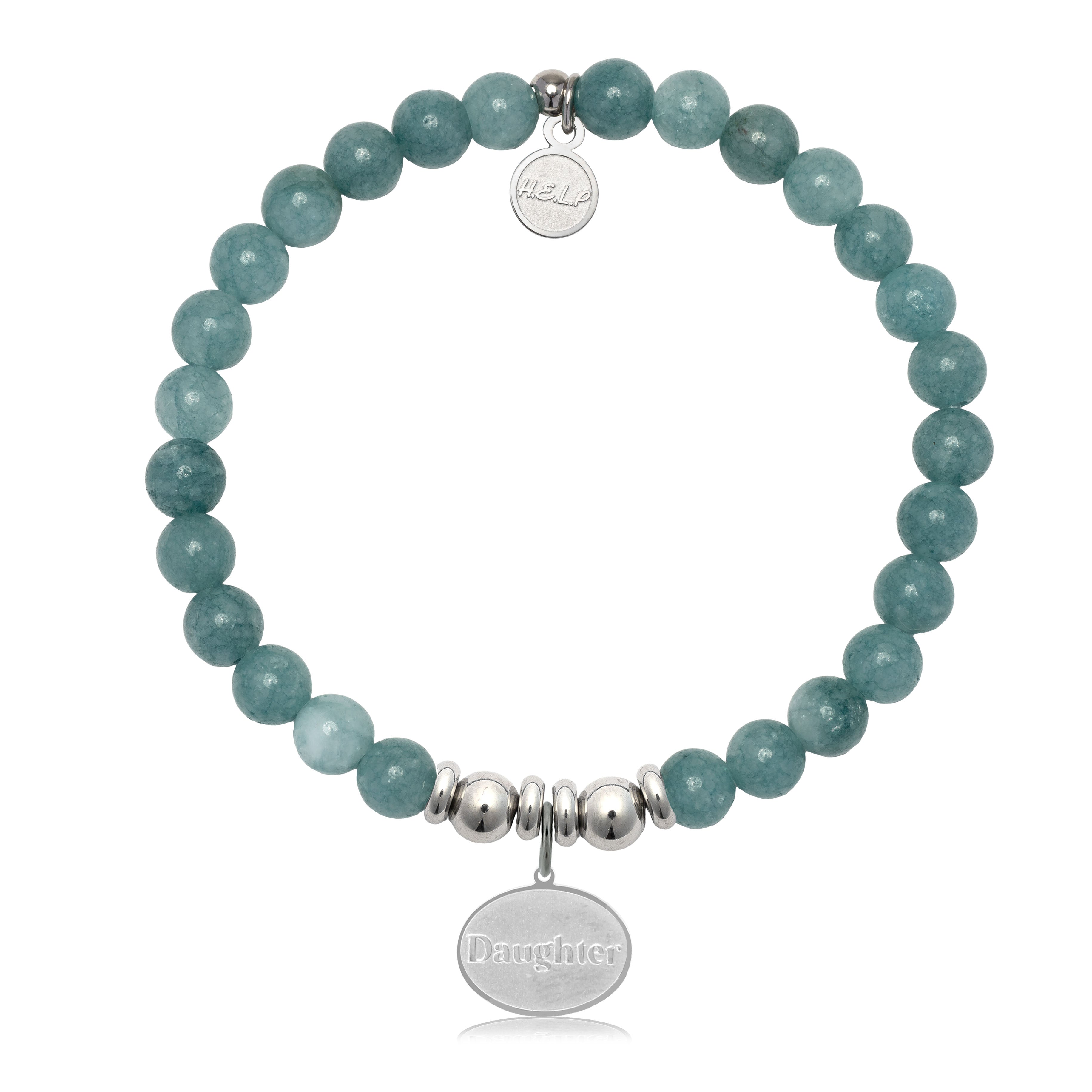 HELP by TJ Daughter Charm with Mountain Blue Jade Charity Bracelet